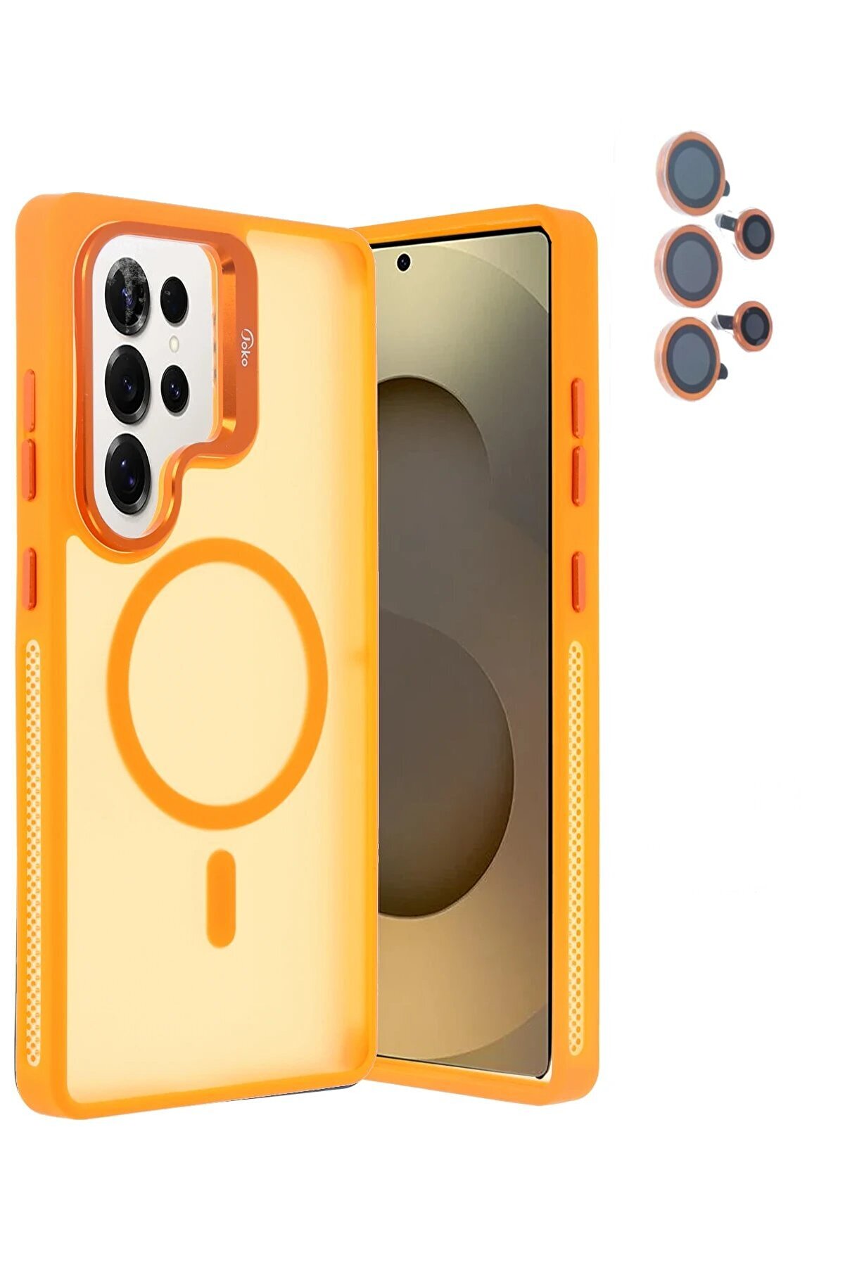 Samsung Galaxy S25 Ultra Flet Lens Magsafe Kapak - Turuncu - Dropx7627-1690