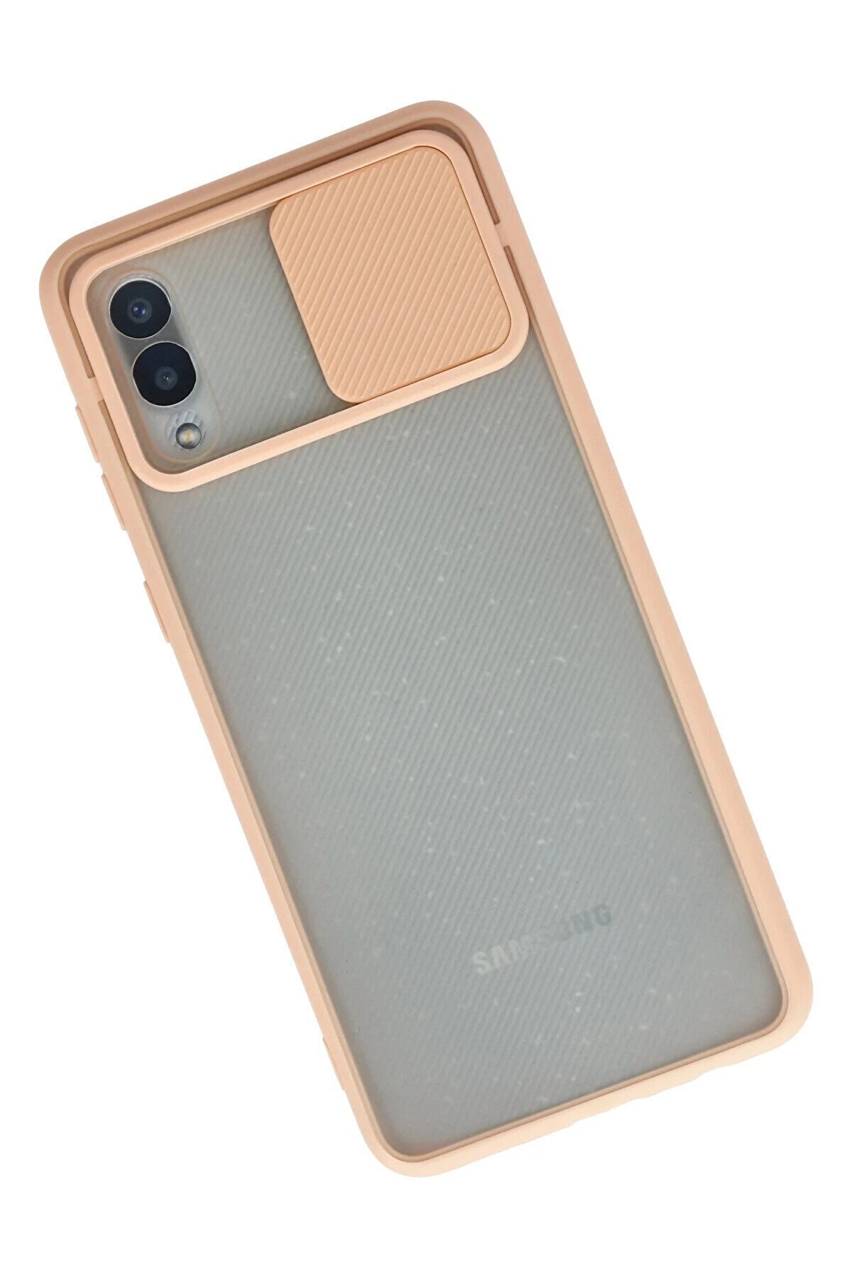 Samsung Galaxy A02 Kılıf Palm Buzlu Kamera Sürgülü Si̇li̇kon - Pembe - Dropx7862-9696