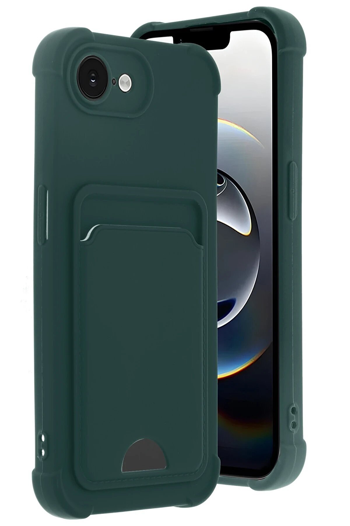 Apple İphone 16E Kelvi̇n Kartvi̇zi̇tli̇ Si̇li̇kon - Koyu Yeşi̇l - Dropx1276-1706