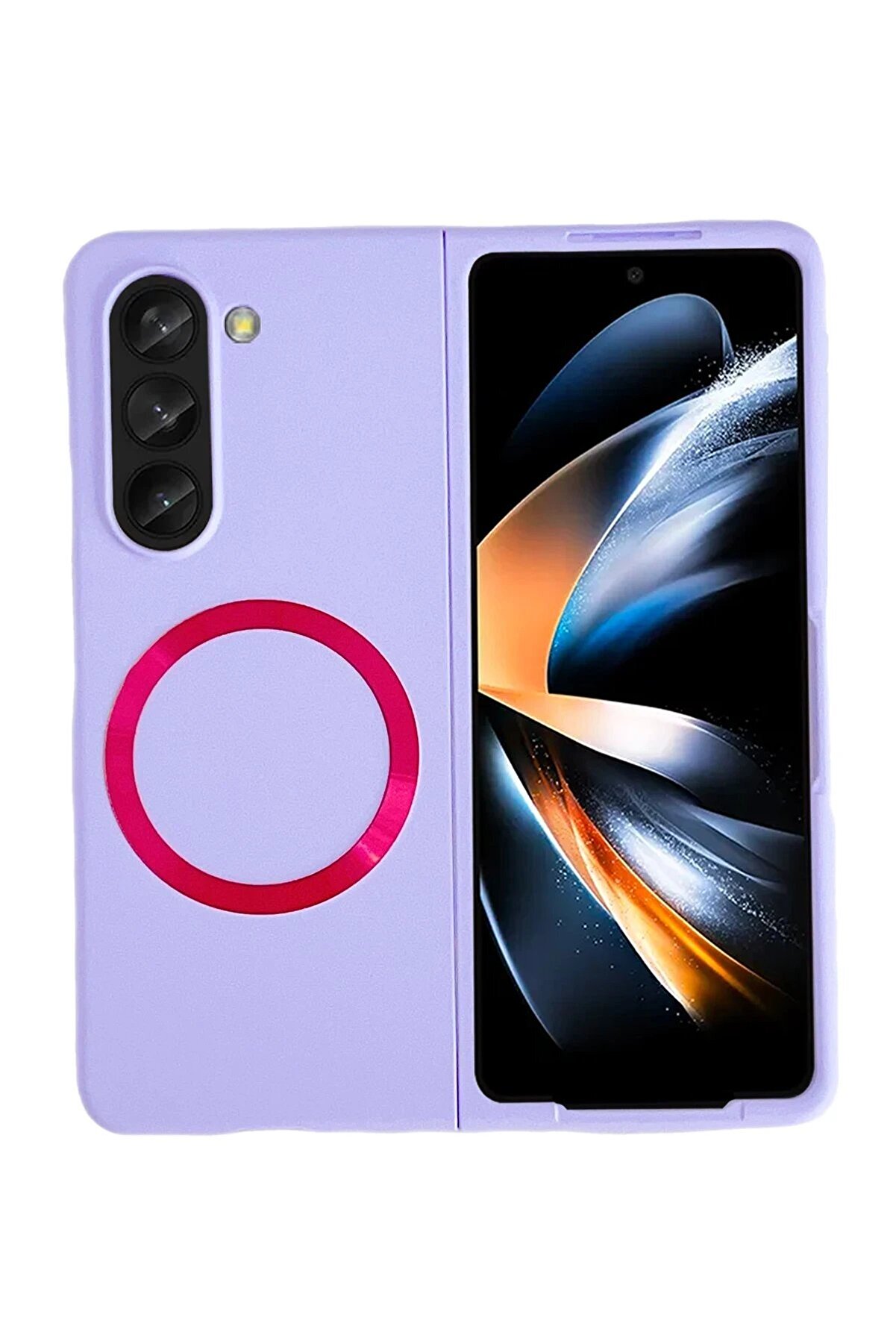 CepteToptan Samsung Galaxy Z Fold 5 Kılıf Mata Fold Kapak - Lila - DROPX2871-2012