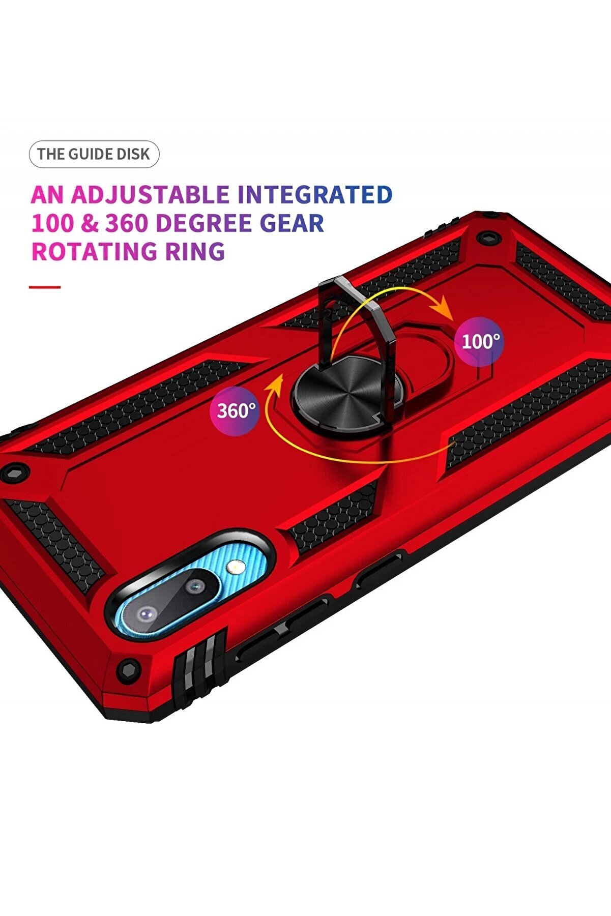 Samsung Galaxy A02 Kılıf Sofya Yüzüklü Si̇li̇kon Kapak - Kırmızı - Dropx9933-9944