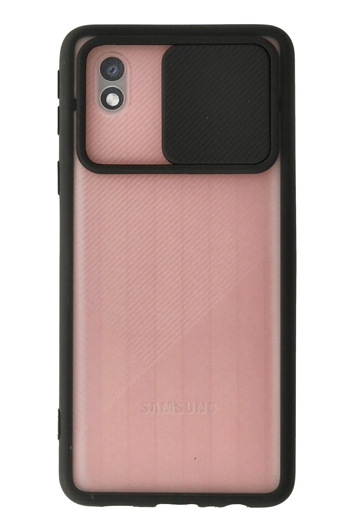 CepteToptan Samsung Galaxy A01 Core Kılıf Palm Buzlu Kamera Sürgülü Silikon - Siyah - DROPX6153-7391