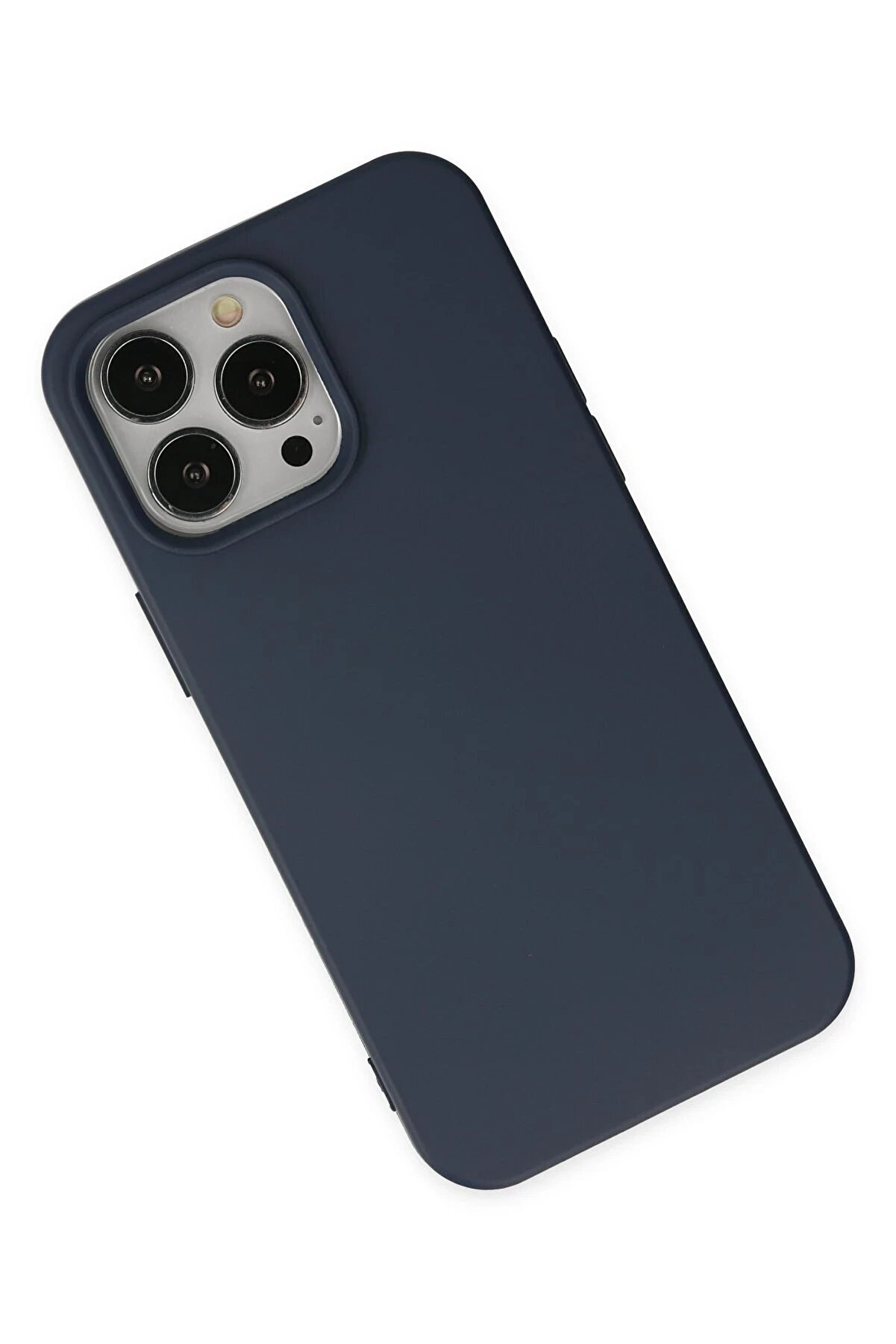 İphone 14 Pro Max Kılıf Nano İ&ccedil;i̇ Kadi̇fe Si̇li̇kon - Laci̇vert - Dropx5696-3872