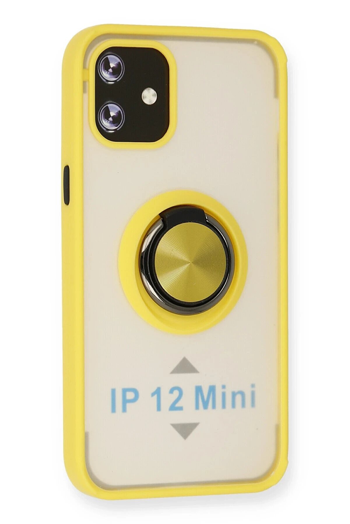 İphone 12 Kılıf Montreal Y&uuml;z&uuml;kl&uuml; Si̇li̇kon Kapak - Sarı - Dropx8183-6452