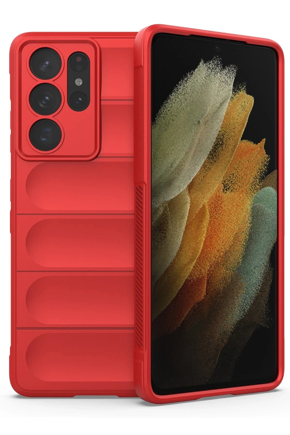 CepteToptan Samsung Galaxy S21 Ultra Kılıf Optimum Silikon - Kırmızı - DROPX8407-1789