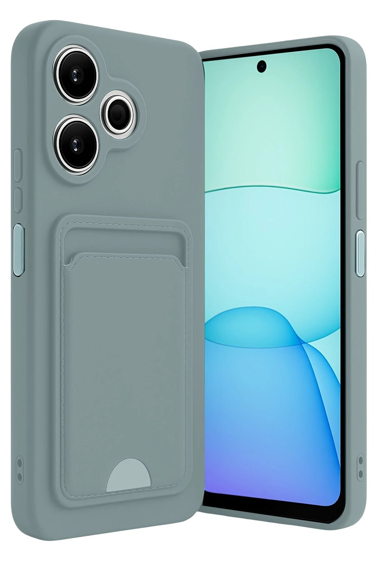 Xi̇aomi̇ Redmi̇ 13 4G Kılıf Kelvi̇n Kartvi̇zi̇tli̇ Si̇li̇kon - Açık Yeşi̇l - Dropx2567-3727