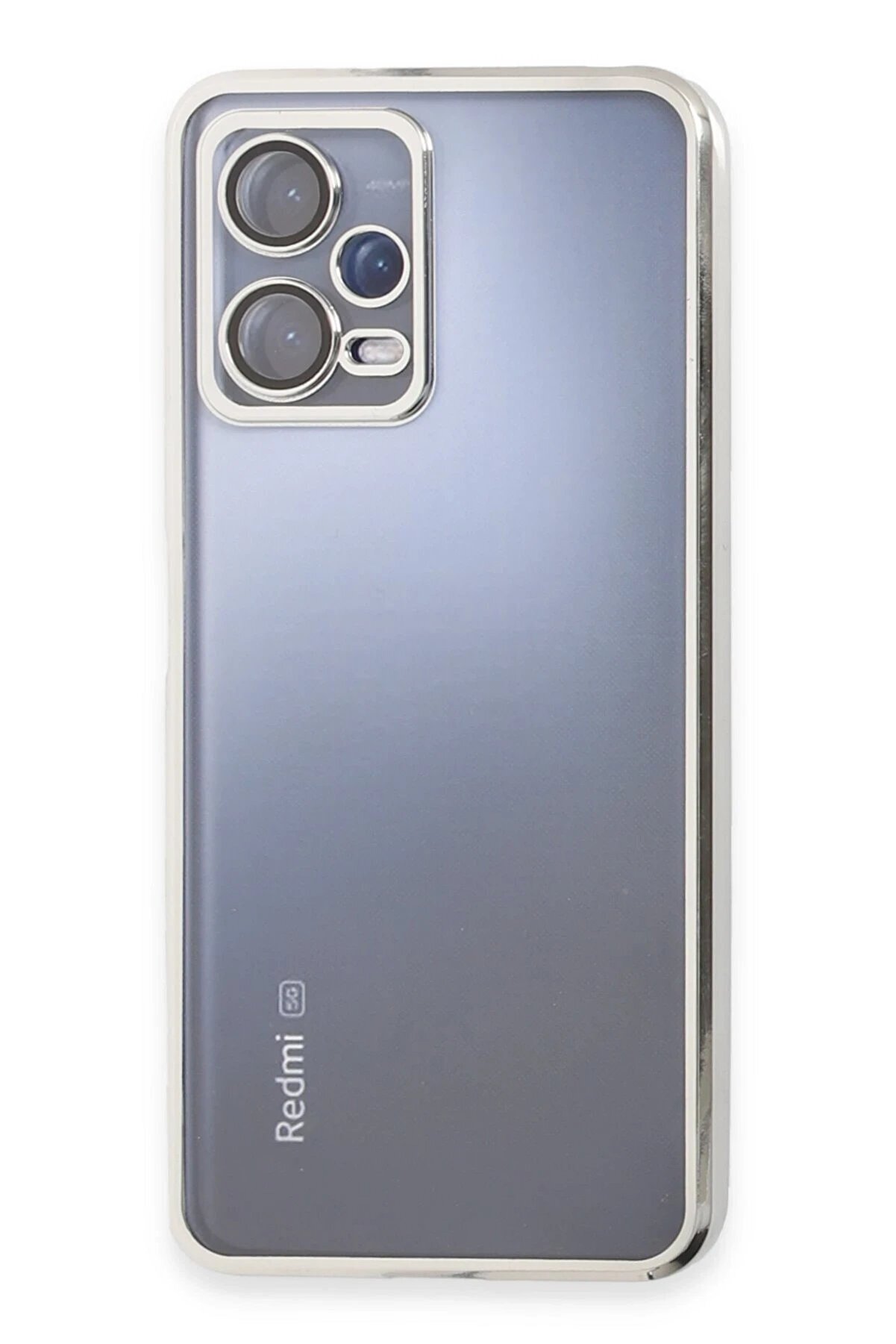 CepteToptan Xiaomi Redmi Note 12 5G Kılıf Lensli Silikon - G&uuml;m&uuml;ş - DROPX9398-3488