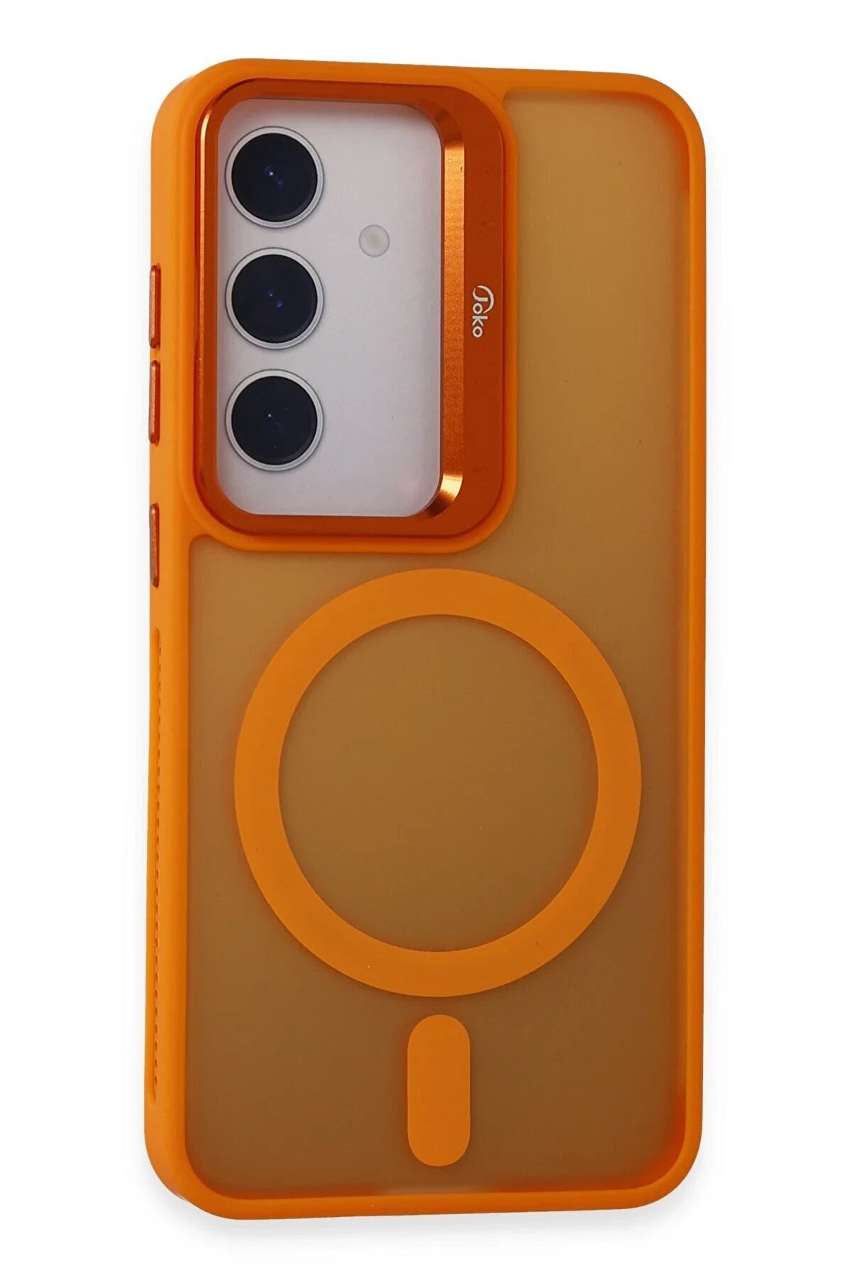 CepteToptan Samsung Galaxy S24 Flet Lens Magsafe Kapak - Turuncu - DROPX8442-3244