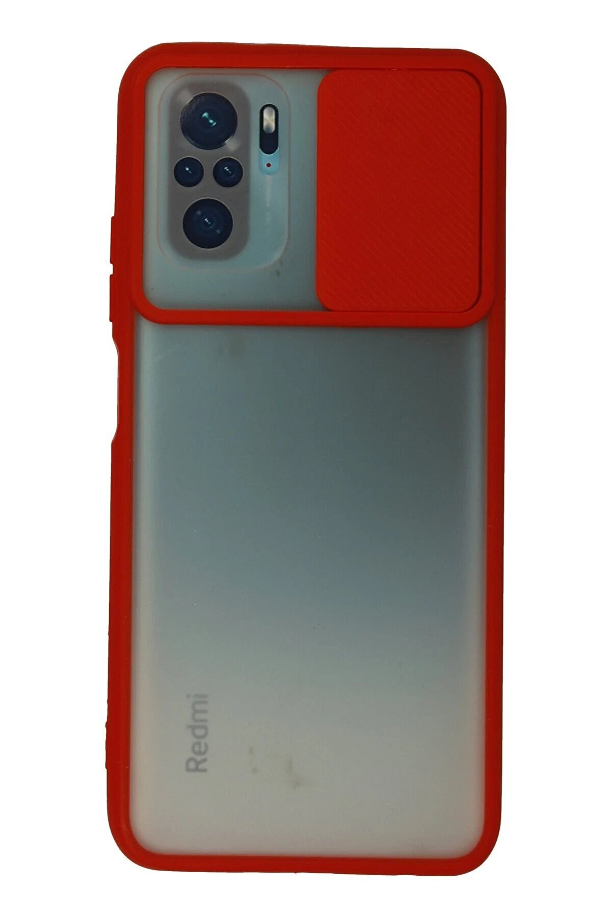 CepteToptan Xiaomi Redmi Note 10 Kılıf Palm Buzlu Kamera Sürgülü Silikon - Kırmızı - DROPX2706-2608
