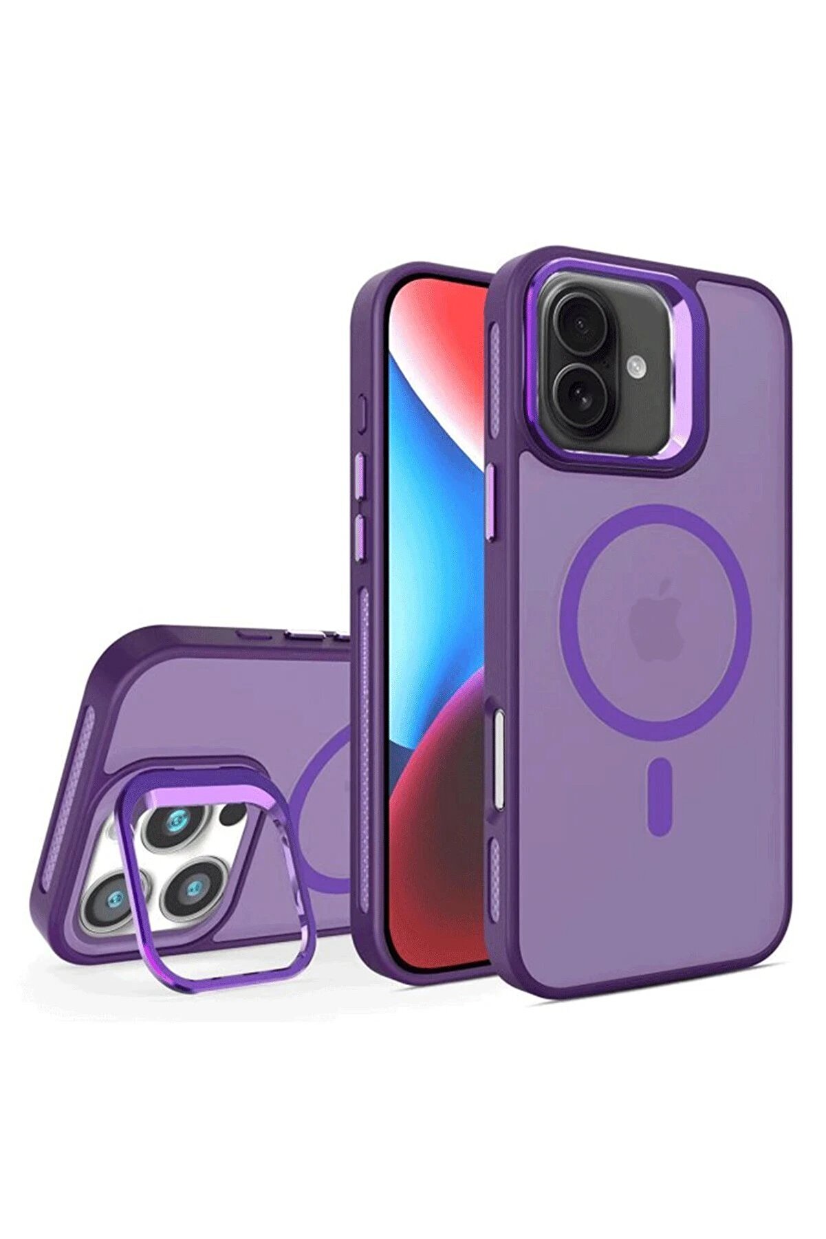 CepteToptan iPhone 16 Plus Flet Lens Magsafe Kapak - Derin Mor - DROPX2140-3114