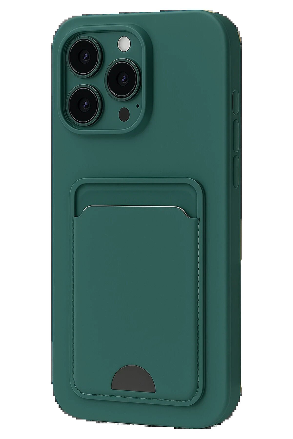 CepteToptan iPhone 16 Pro Kılıf Kelvin Kartvizitli Silikon - Koyu Yeşil - DROPX8782-3469