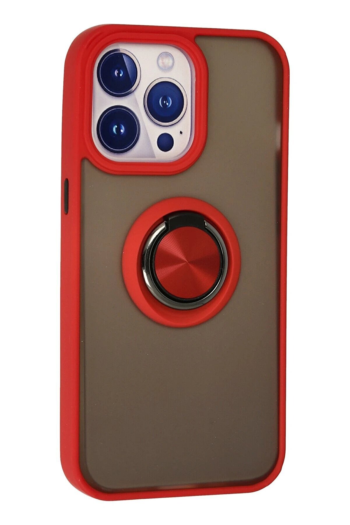 İphone 13 Pro Max Kılıf Montreal Yüzüklü Si̇li̇kon Kapak - Kırmızı - Dropx9392-2958