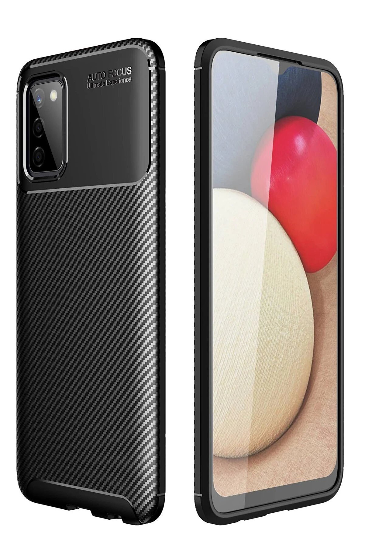 CepteToptan Samsung Galaxy A02S Kılıf Auto Focus Karbon Kapak - Siyah - DROPX9281-4901