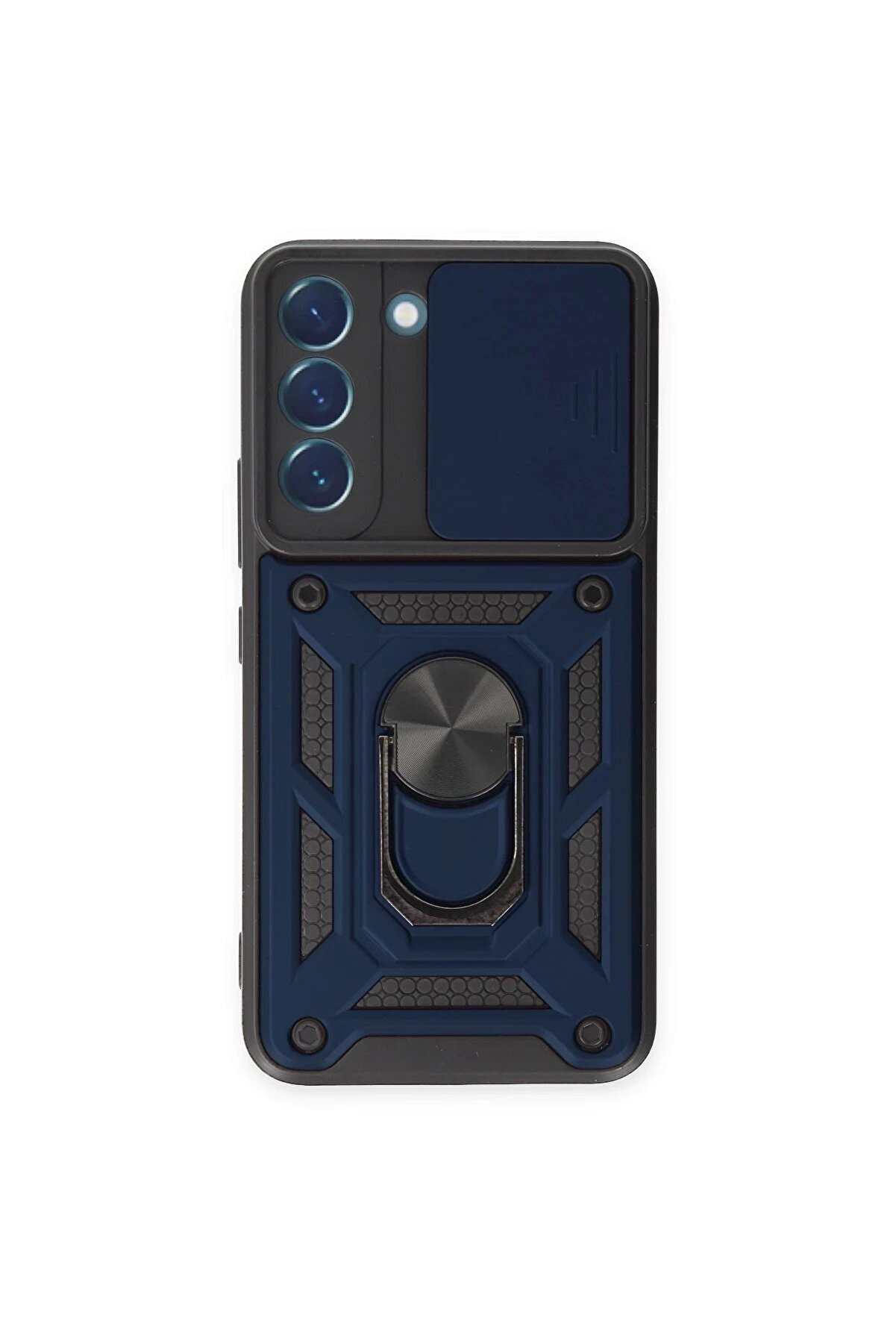 CepteToptan Samsung Galaxy S23 Kılıf Pars Lens Yüzüklü Silikon - Lacivert - DROPX6076-1941