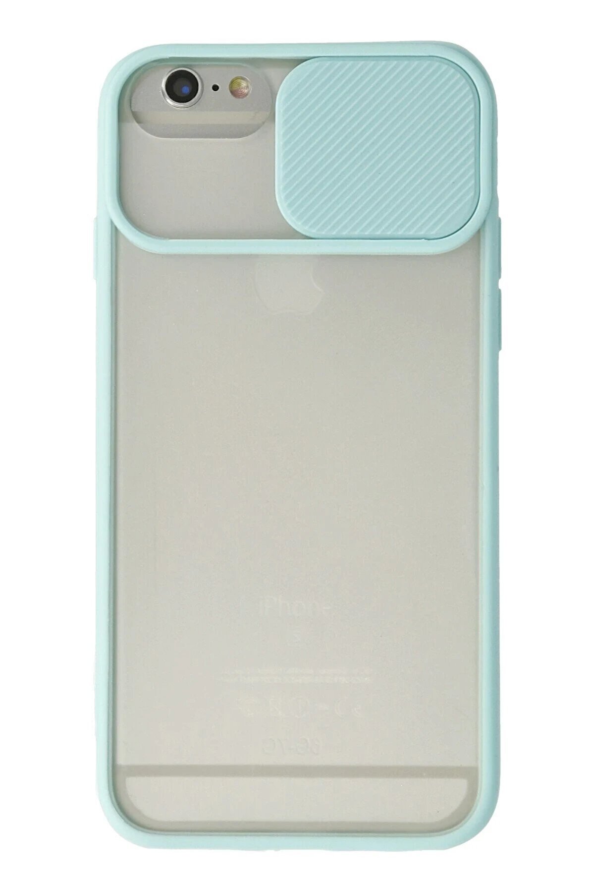 CepteToptan iPhone 6 Kılıf Palm Buzlu Kamera Sürgülü Silikon - Turkuaz - DROPX7688-4457
