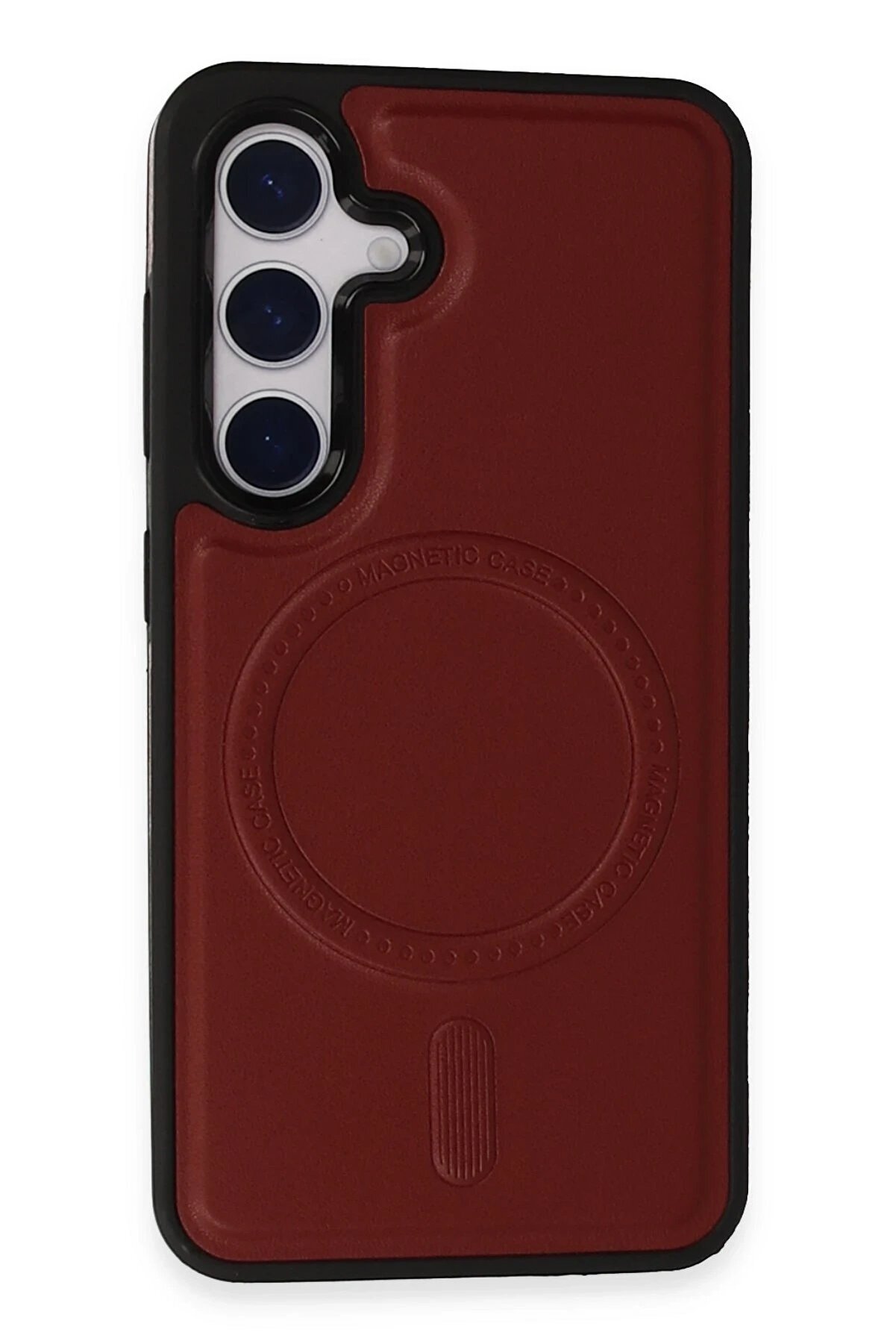 CepteToptan Samsung Galaxy S24 Kılıf Ozzi Magsafe Deri Kapak - Kırmızı - DROPX7282-3437