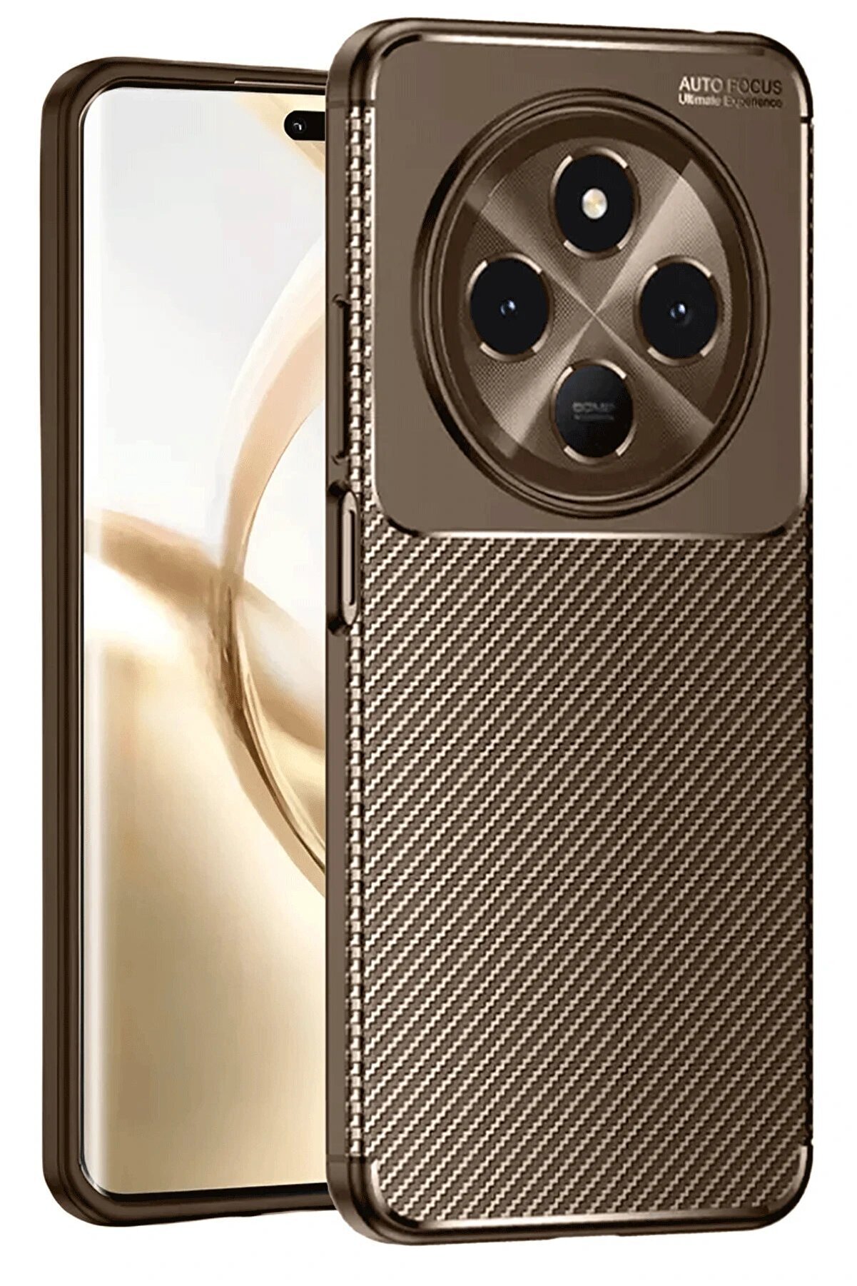 Tecno Spark 30 Kılıf Auto Focus Karbon Kapak - Kahverengi̇ - Dropx6384-8465