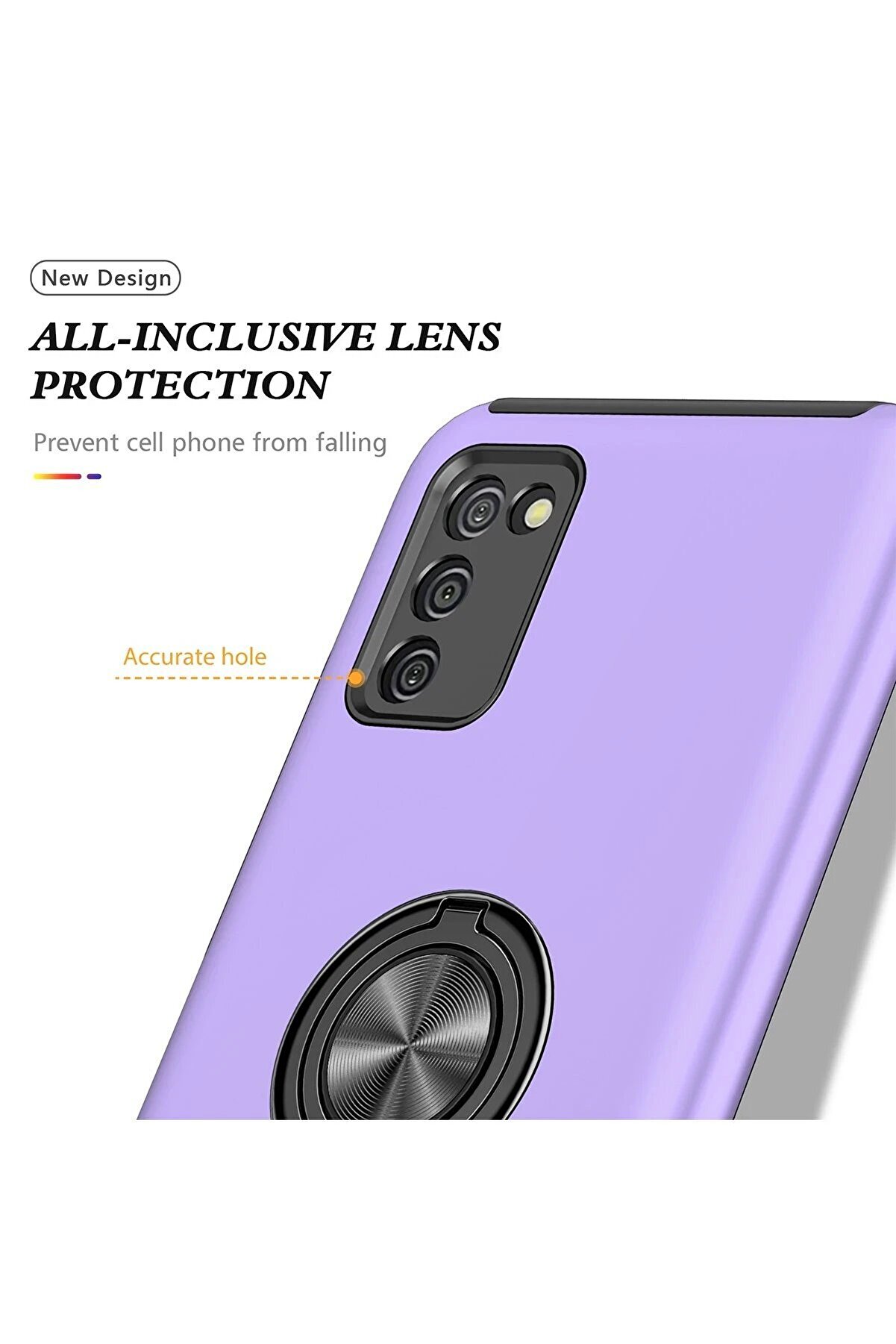 Samsung Galaxy A02S Kılıf Eli̇t Yüzüklü Kapak - Mor - Dropx4777-5415