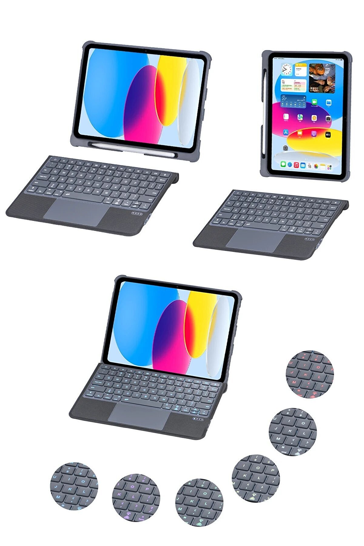 T5508D İpad 2022 10.9 (10.Nesi̇l) Kılıf Palermo Ledli̇ Klavyeli̇ Standlı Tablet - Dropx1949-2348