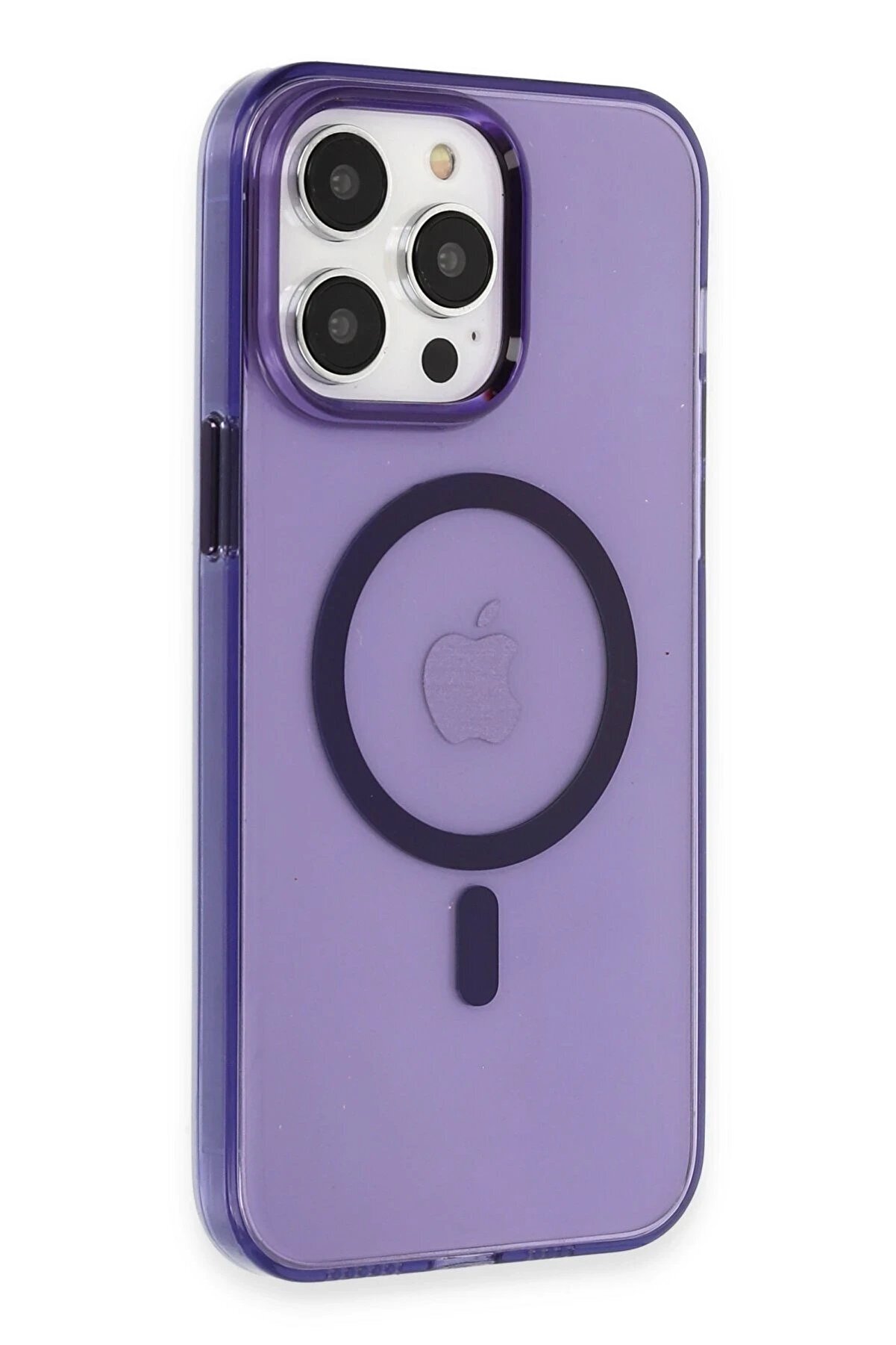 CepteToptan iPhone 14 Pro Max Kılıf Tron Şeffaf Magsafe Kapak - Derin Mor - DROPX1723-7984