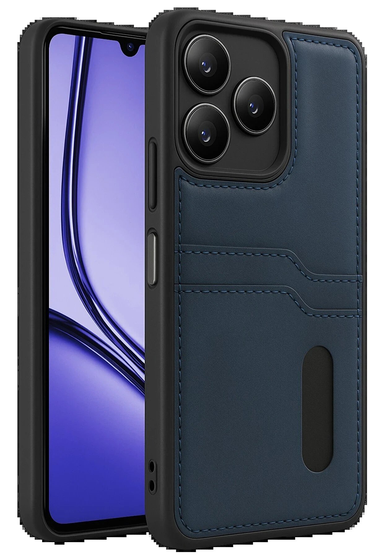 CepteToptan Realme Note 50 4G Kılıf Sara Kartvizitli Deri Kılıf - Lacivert - DROPX2166-6936