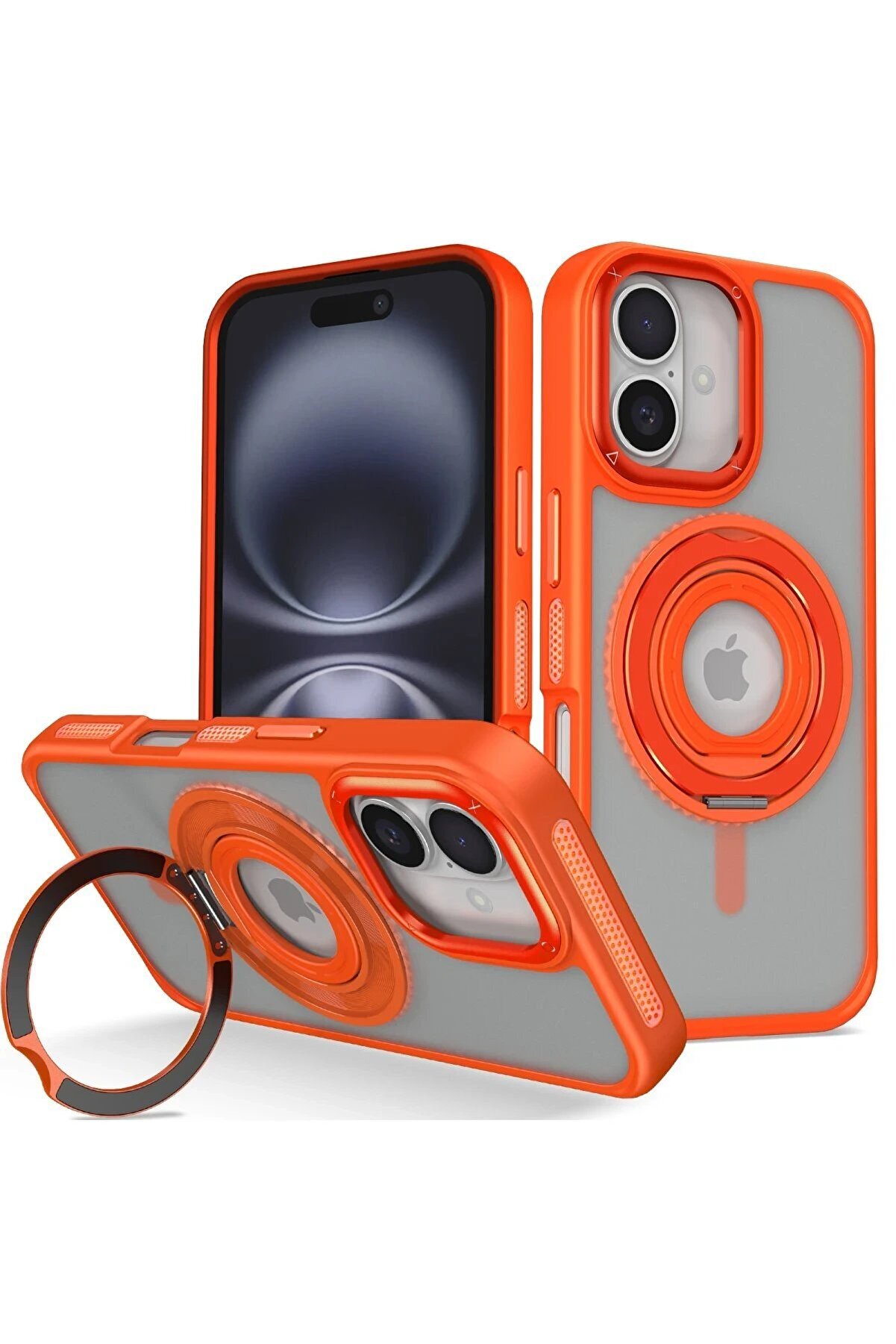 CepteToptan iPhone 16 Banza Magsafe Standlı Kapak - Turuncu - DROPX5604-2676