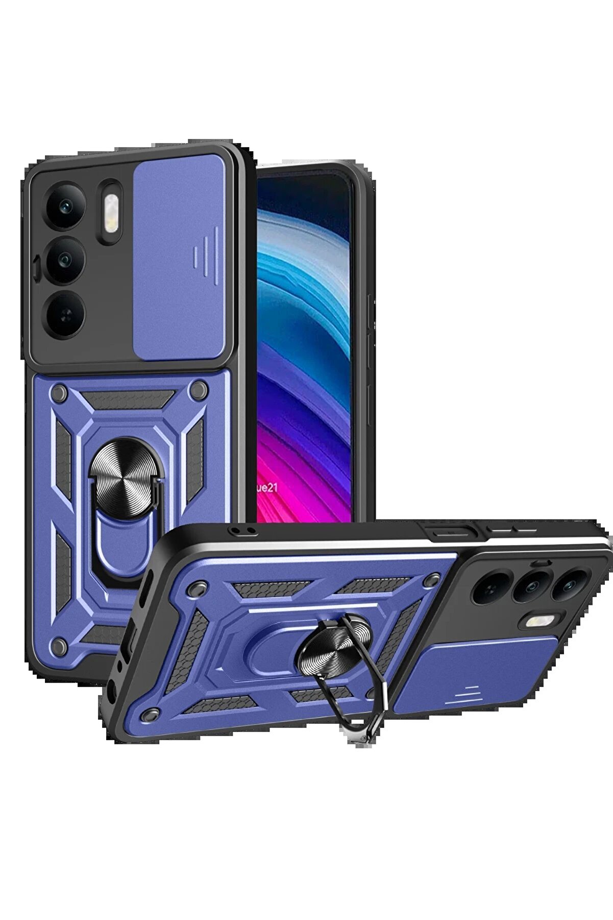 CepteToptan Realme C75 4G Kılıf Pars Lens Yüzüklü Silikon - Lacivert - DROPX6907-8836