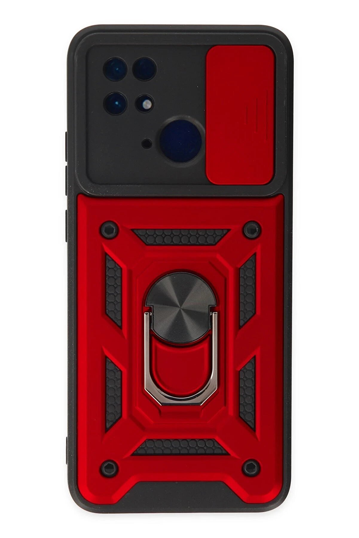 CepteToptan Xiaomi Redmi 10C Kılıf Pars Lens Yüzüklü Silikon - Kırmızı - DROPX8361-3788