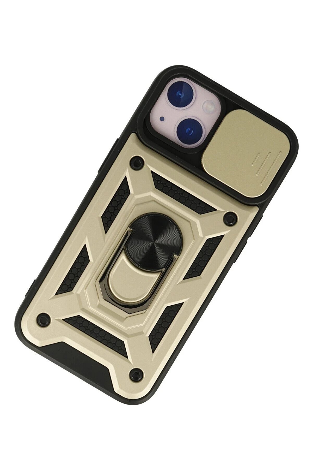 İphone 15 Kılıf Pars Lens Yüzüklü Si̇li̇kon - Gold - Dropx3509-4371