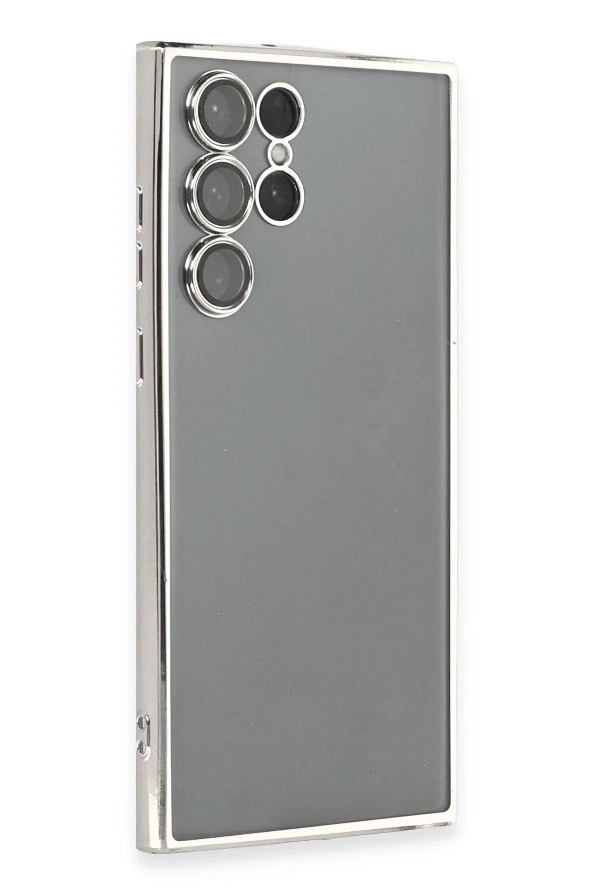 CepteToptan Samsung Galaxy S22 Ultra Kılıf Lensli Silikon - Gümüş - DROPX7976-1317