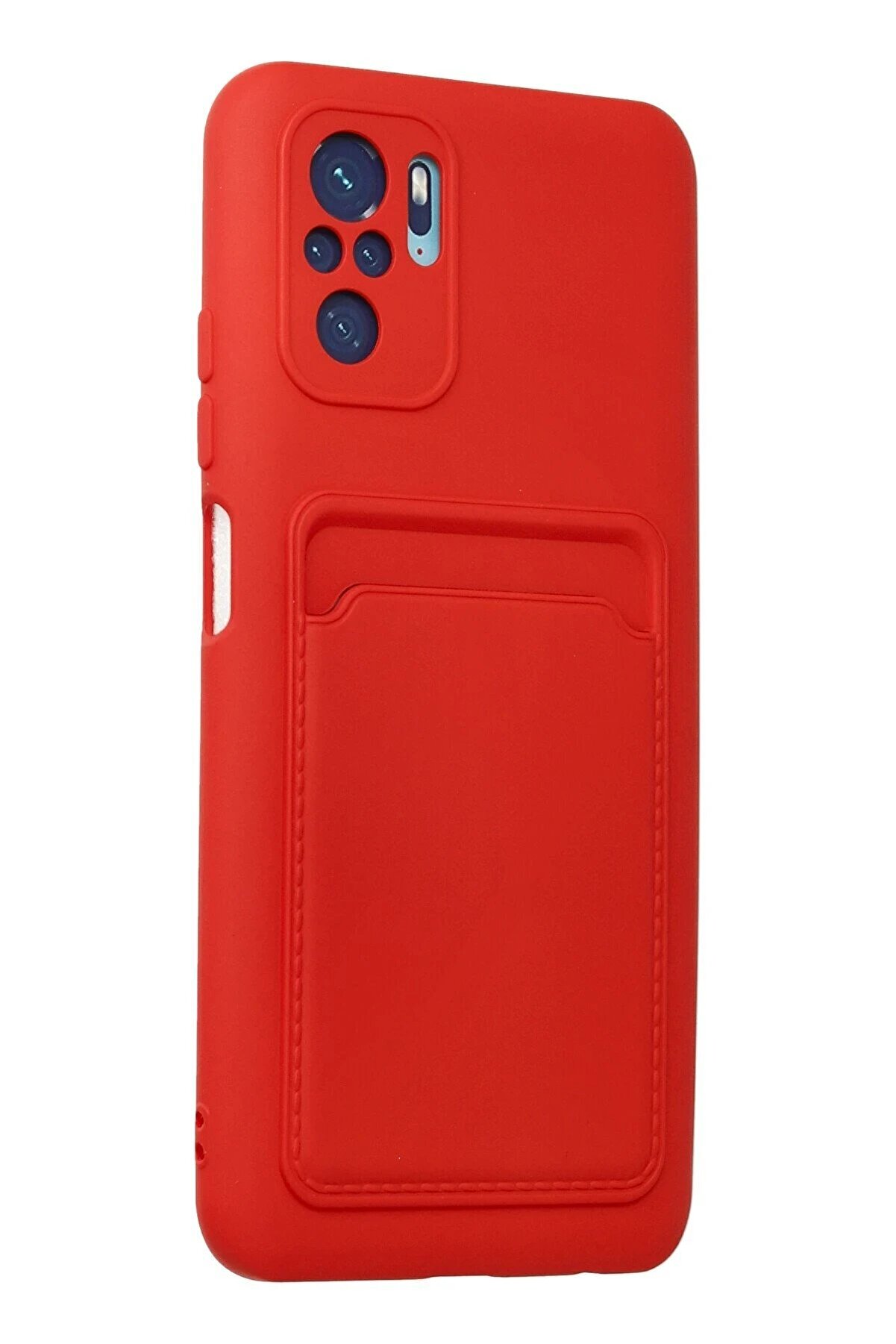 Xi̇aomi̇ Redmi̇ Note 10S Kılıf Kelvi̇n Kartvi̇zi̇tli̇ Si̇li̇kon - Kırmızı - Dropx9321-8032