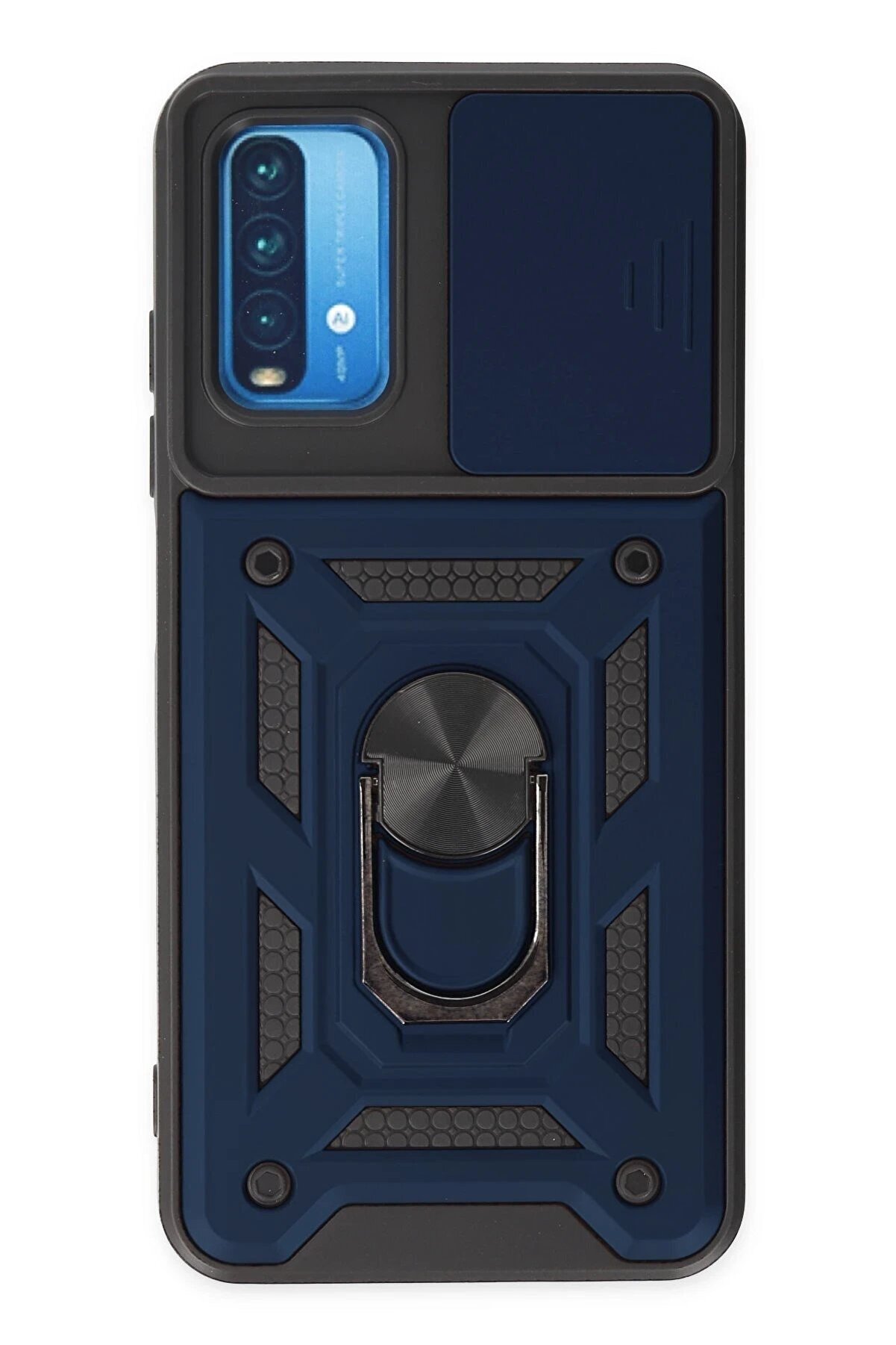 CepteToptan Xiaomi Redmi Note 9 4G Kılıf Pars Lens Y&uuml;z&uuml;kl&uuml; Silikon - Lacivert - DROPX7192-4848