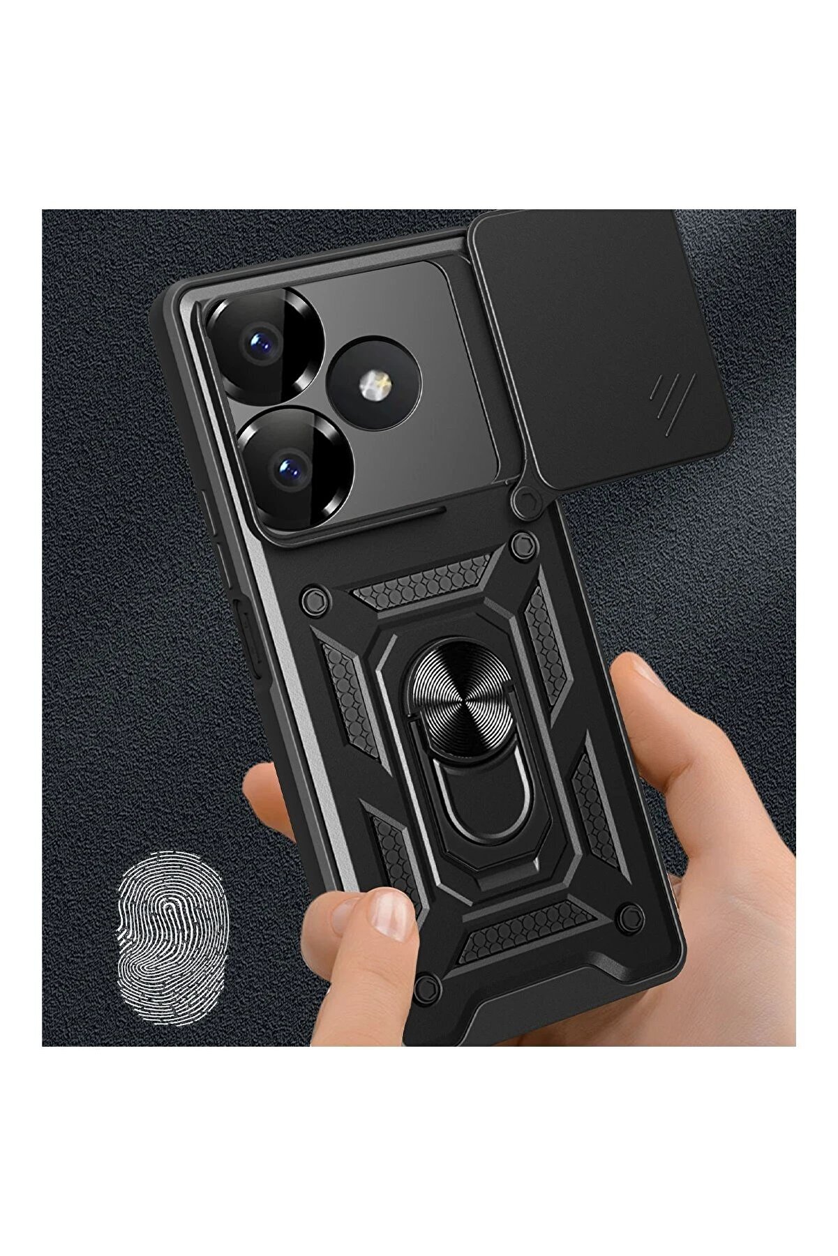 Xi̇aomi̇ Redmi̇ 13 4G Kılıf Pars Lens Yüzüklü Si̇li̇kon - Si̇yah - Dropx4186-3579