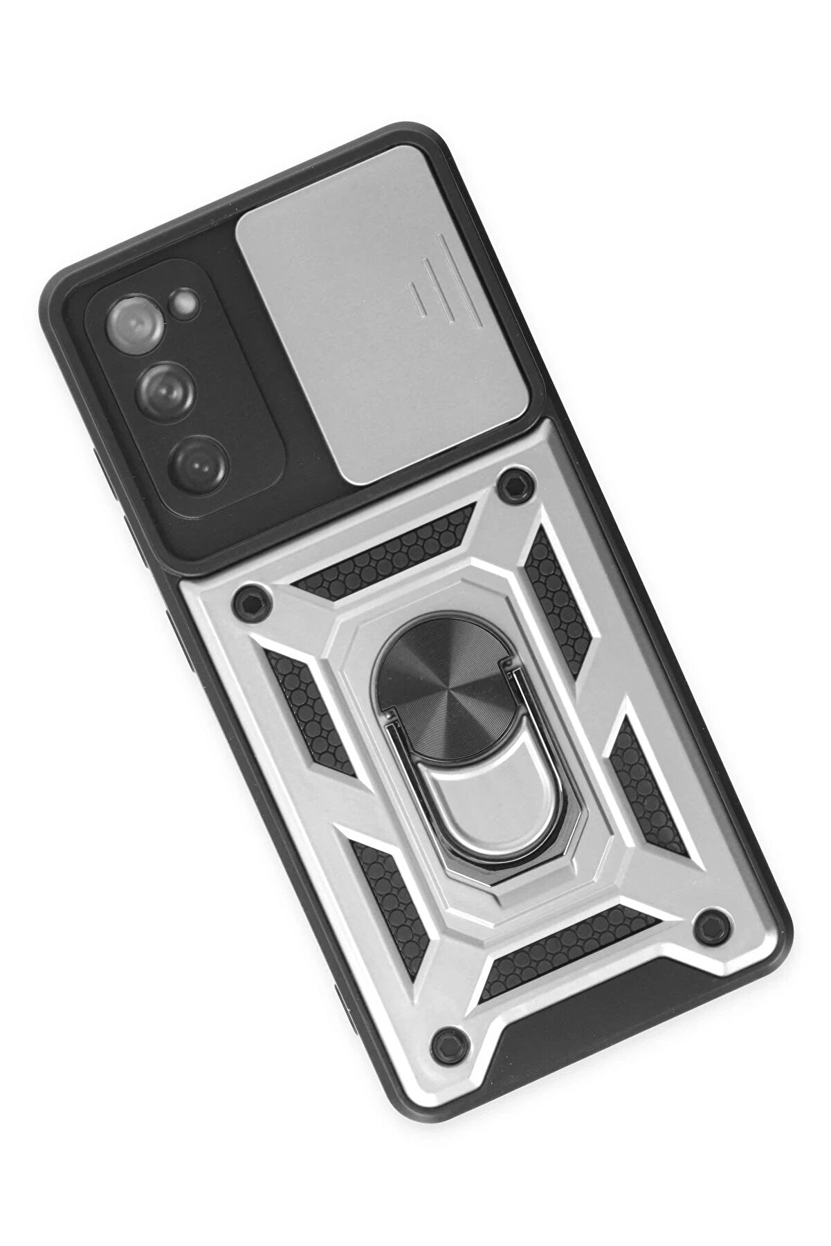 Samsung Galaxy S20 Fe Kılıf Pars Lens Yüzüklü Si̇li̇kon - Gümüş - Dropx4494-5867