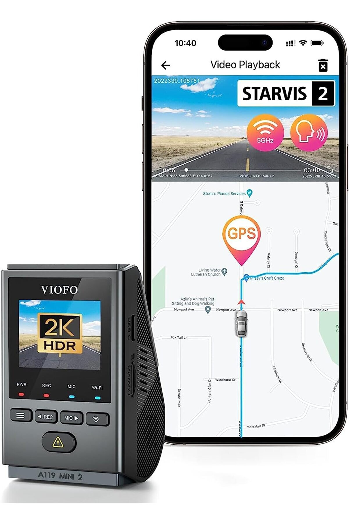 STOREMAX snShop A119 Mini-2 HDR 2K 60FPS 5GHz WiFi ve S'li Araç Kamerası 467437