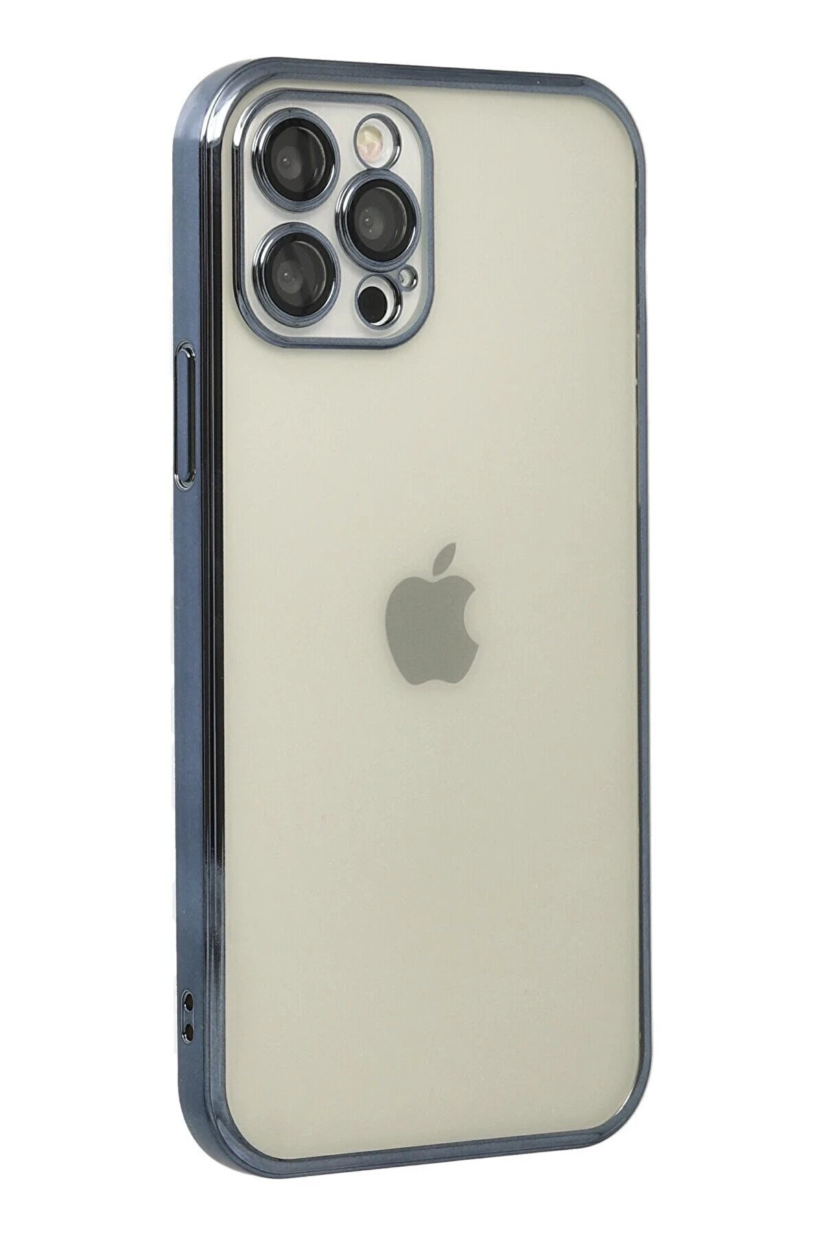 İphone 12 Pro Kılıf Lensli̇ Si̇li̇kon - Mavi̇ - Dropx2325-7162