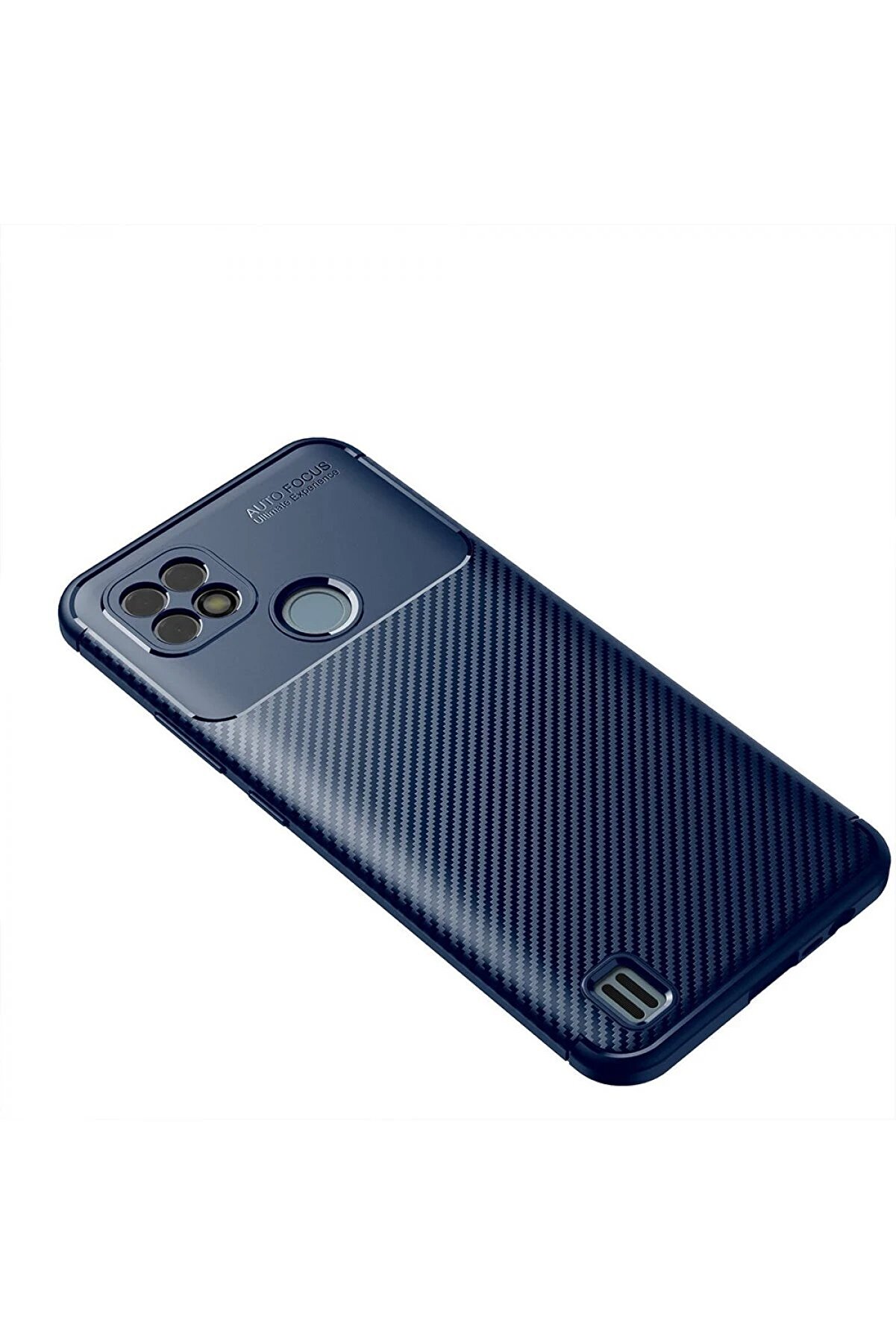 Realme C21 Kılıf Auto Focus Karbon Kapak - Laci̇vert - Dropx4119-8858