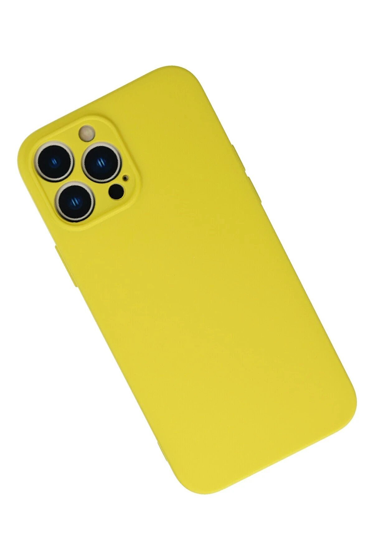 İphone 13 Pro Max Kılıf Nano İçi̇ Kadi̇fe Si̇li̇kon - Sarı - Dropx7769-7843