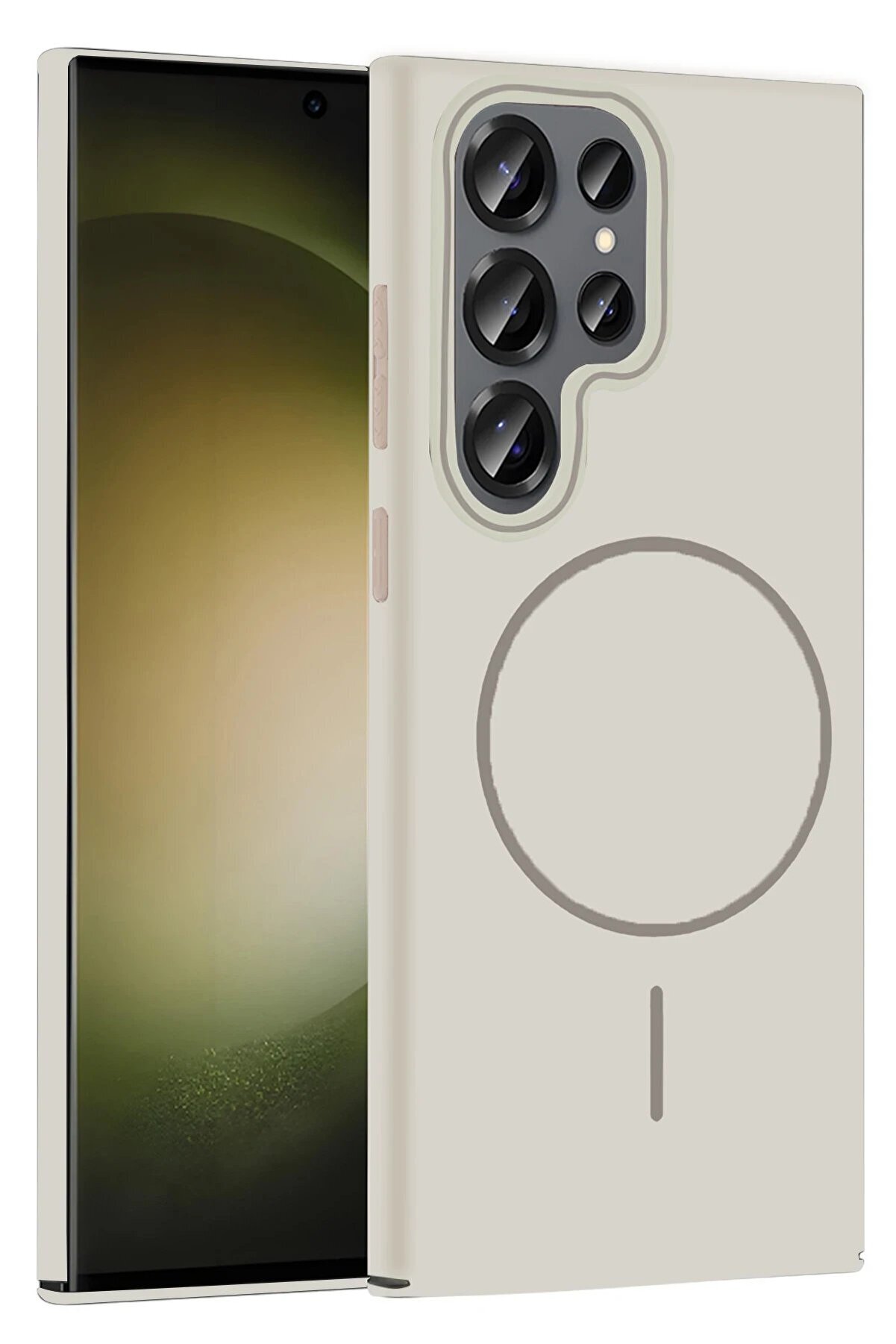 CepteToptan Samsung Galaxy S24 Ultra Broş Magsafe Kapak - Krem - DROPX1598-8291