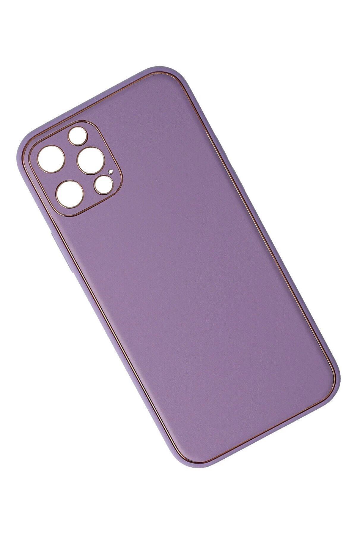 İphone 12 Pro Kılıf Coco Deri̇ Si̇li̇kon Kapak - Li̇la - Dropx6302-4470