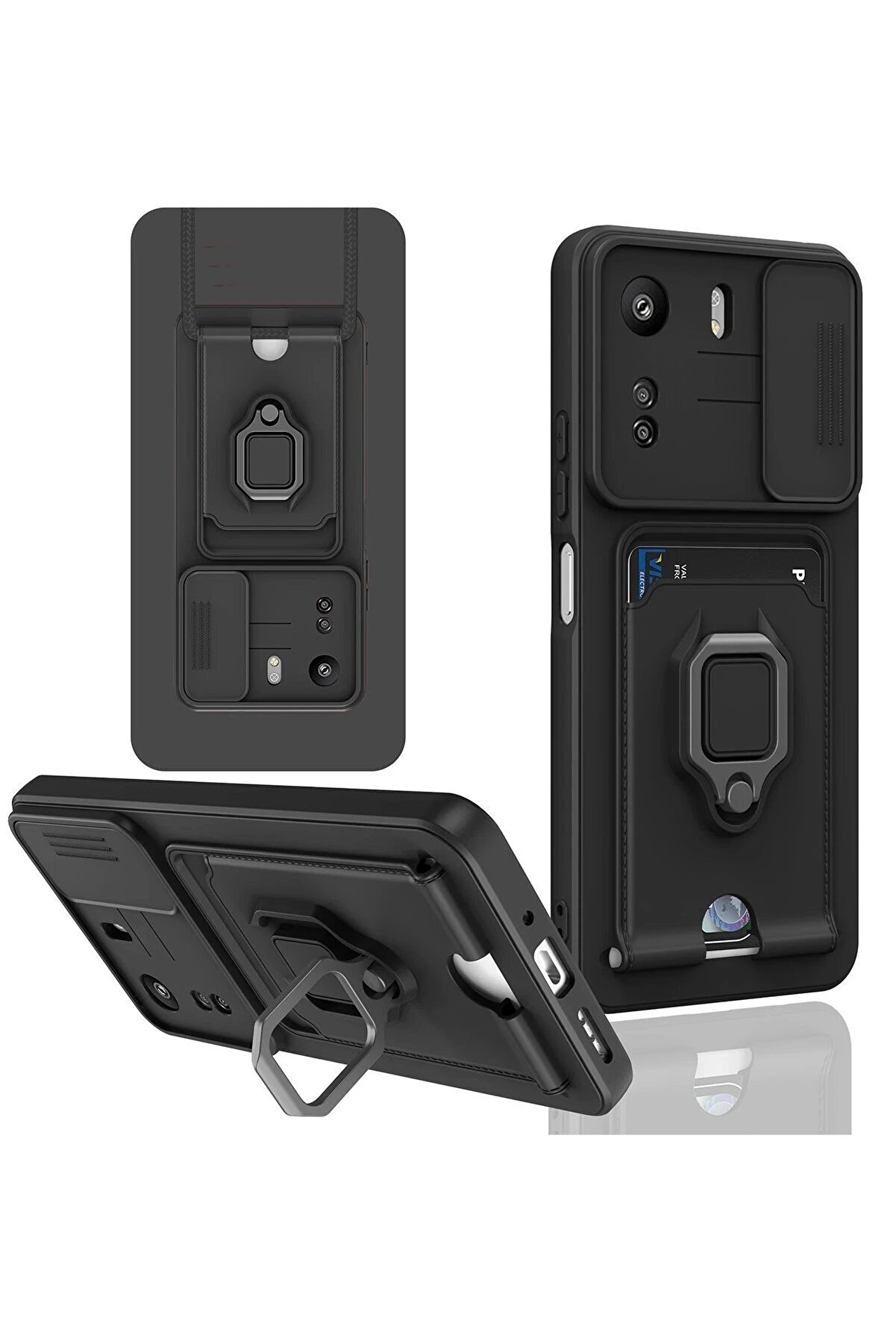 CepteToptan Xiaomi Redmi 13C Kılıf Zuma Kartvizitli Y&uuml;z&uuml;kl&uuml; Silikon - Siyah - DROPX3111-7813