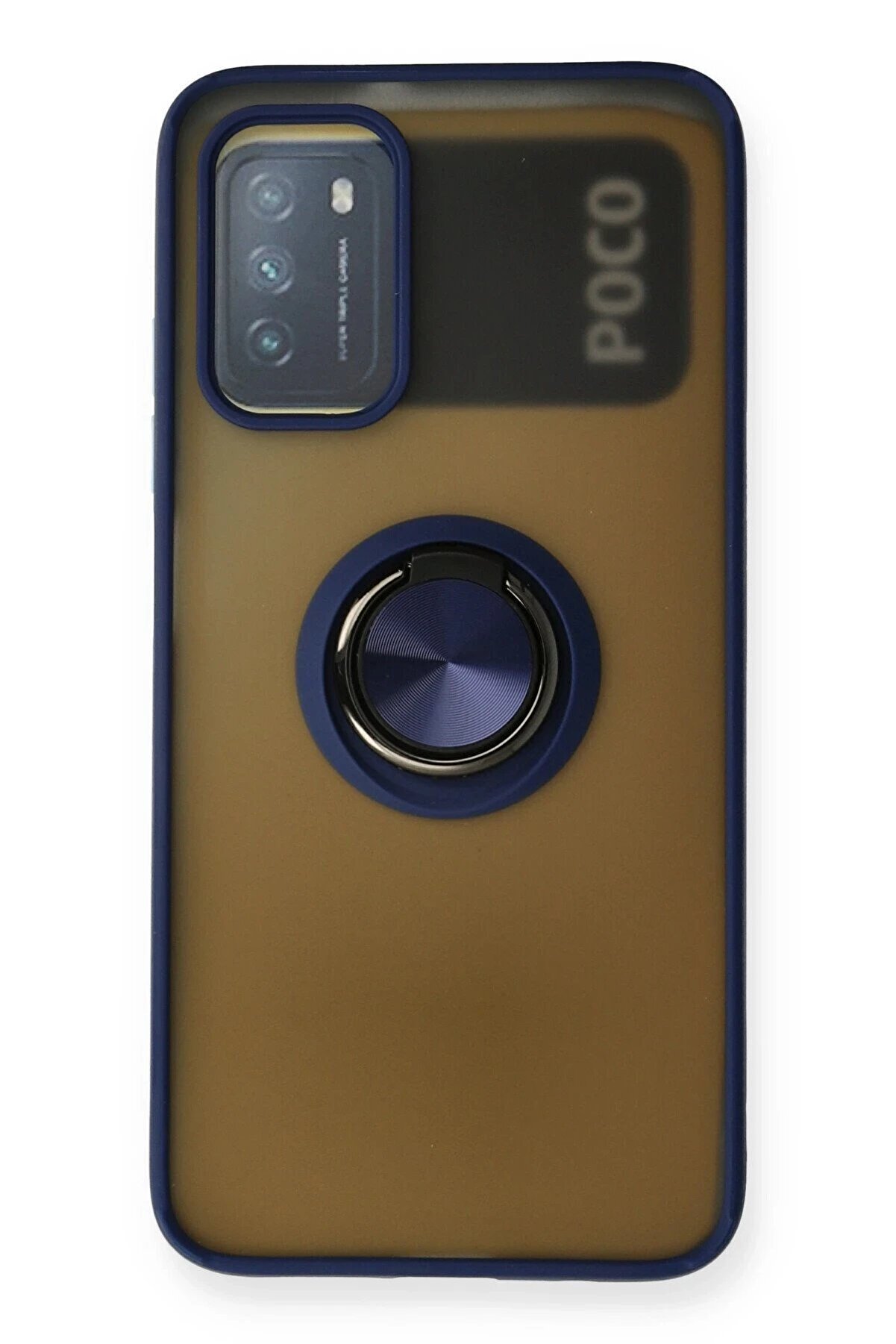 CepteToptan Xiaomi Redmi 9T Kılıf Montreal Yüzüklü Silikon Kapak - Lacivert - DROPX1329-5282