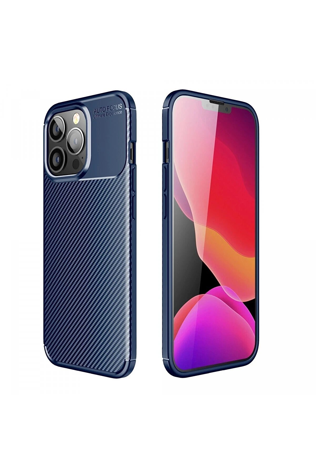 CepteToptan iPhone 13 Pro Max Kılıf Auto Focus Karbon Kapak - Lacivert - DROPX8026-4380