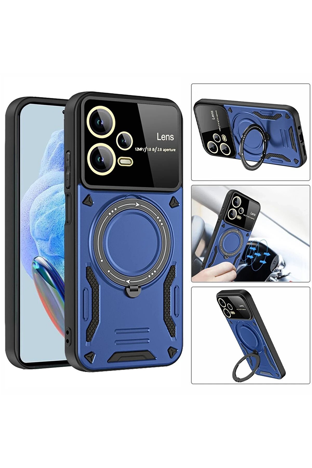 Xi̇aomi̇ Redmi̇ Note 12 Pro 5G Kılıf Joy Lens Standlı Kapak - Koyu Yeşi̇l - Dropx9034-9219