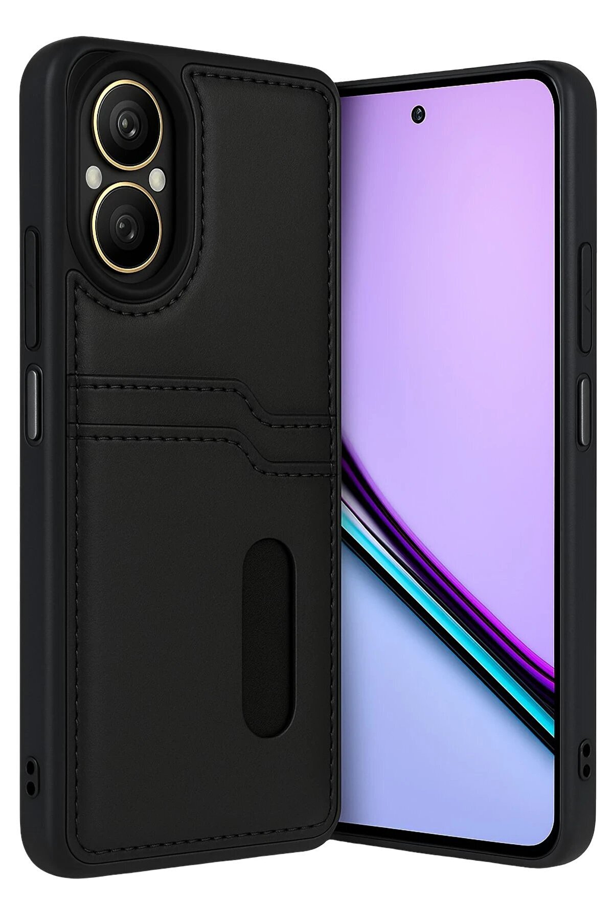 Realme 12 Li̇te Kılıf Sara Kartvi̇zi̇tli̇ Deri̇ Kılıf - Si̇yah - Dropx7554-3304