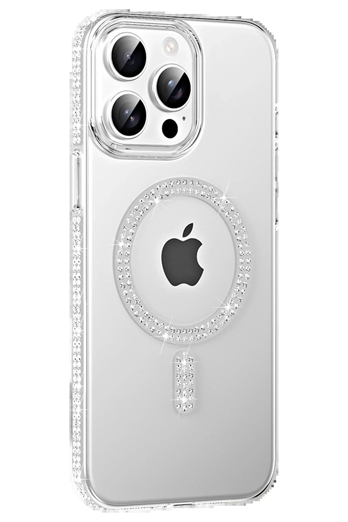 CepteToptan Apple iPhone 15 Pro Move Taşlı Magsafe Kapak - Natural Grey - DROPX9856-9492