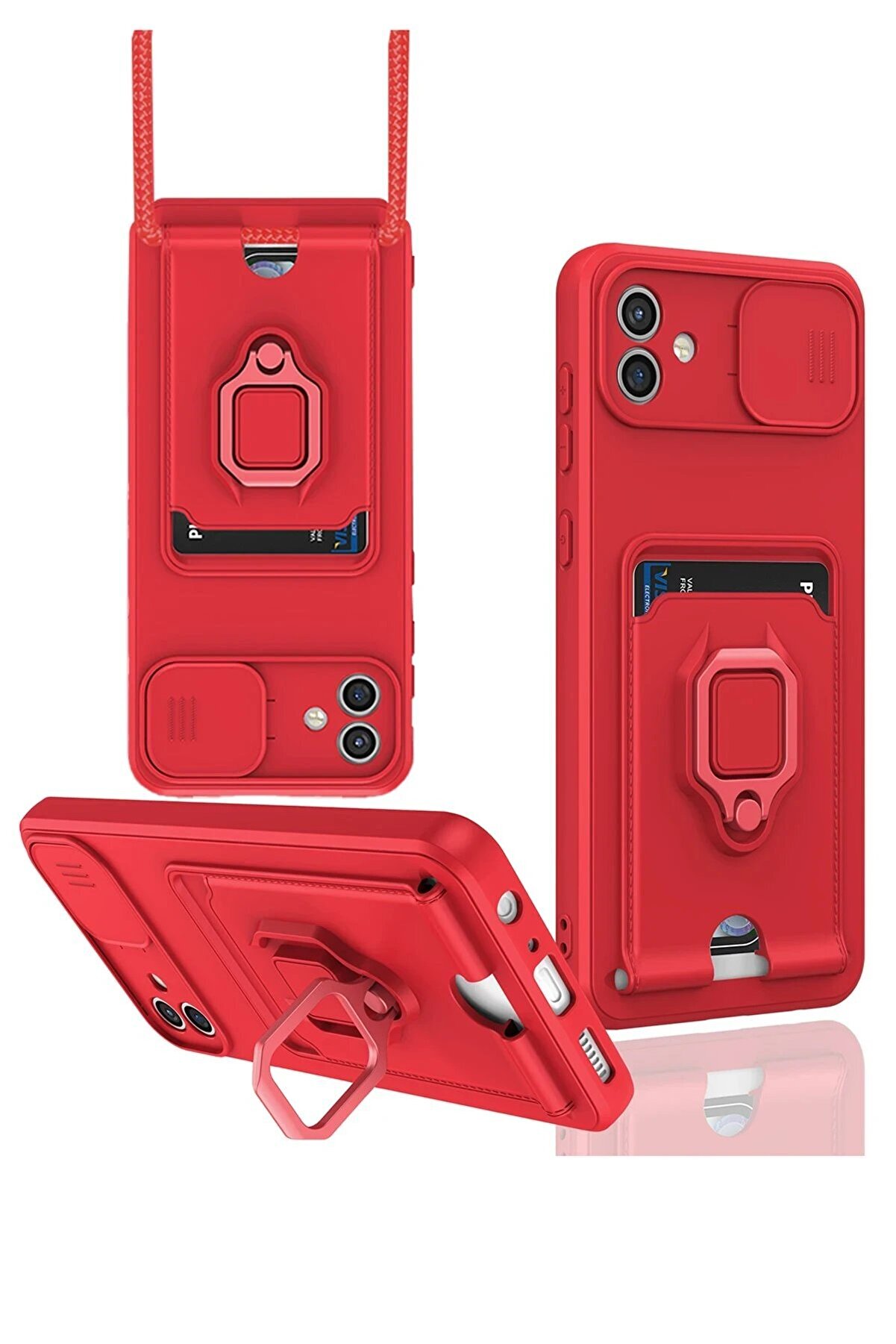 CepteToptan Samsung Galaxy A04 Kılıf Zuma Kartvizitli Y&uuml;z&uuml;kl&uuml; Silikon - Kırmızı - DROPX8100-7365