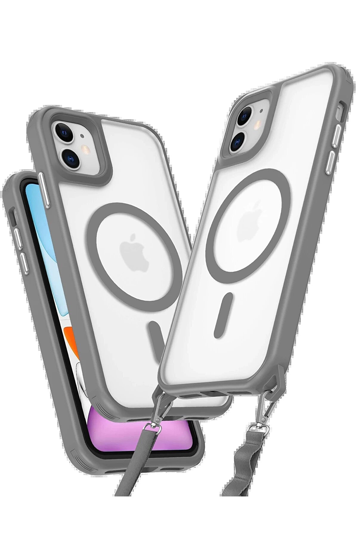 CepteToptan iPhone 12 Kılıf Enka Magsafe Silikon Kılıf - Titan Gri - DROPX8958-1958