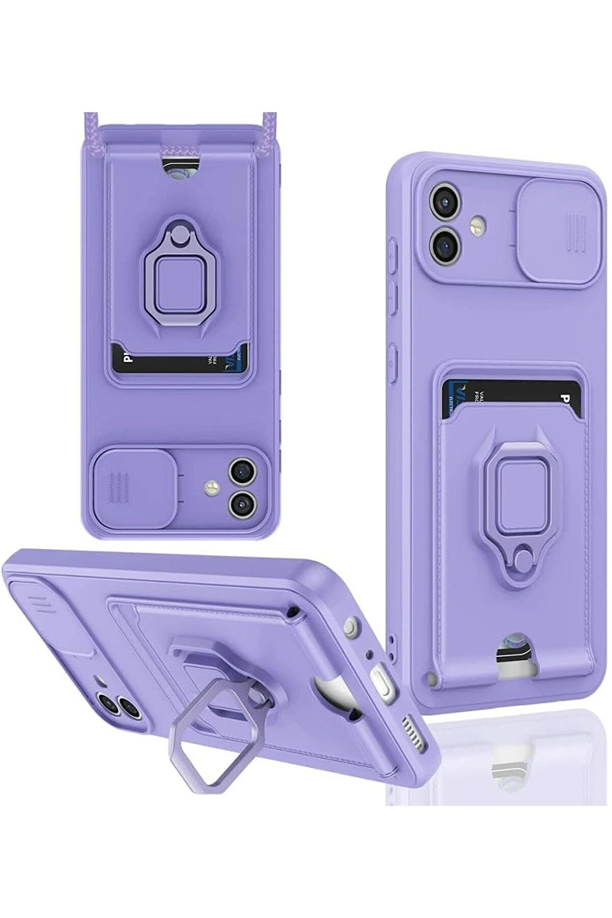 CepteToptan Samsung Galaxy A06 Kılıf Zuma Kartvizitli Y&uuml;z&uuml;kl&uuml; Silikon - Lila - DROPX2411-5911