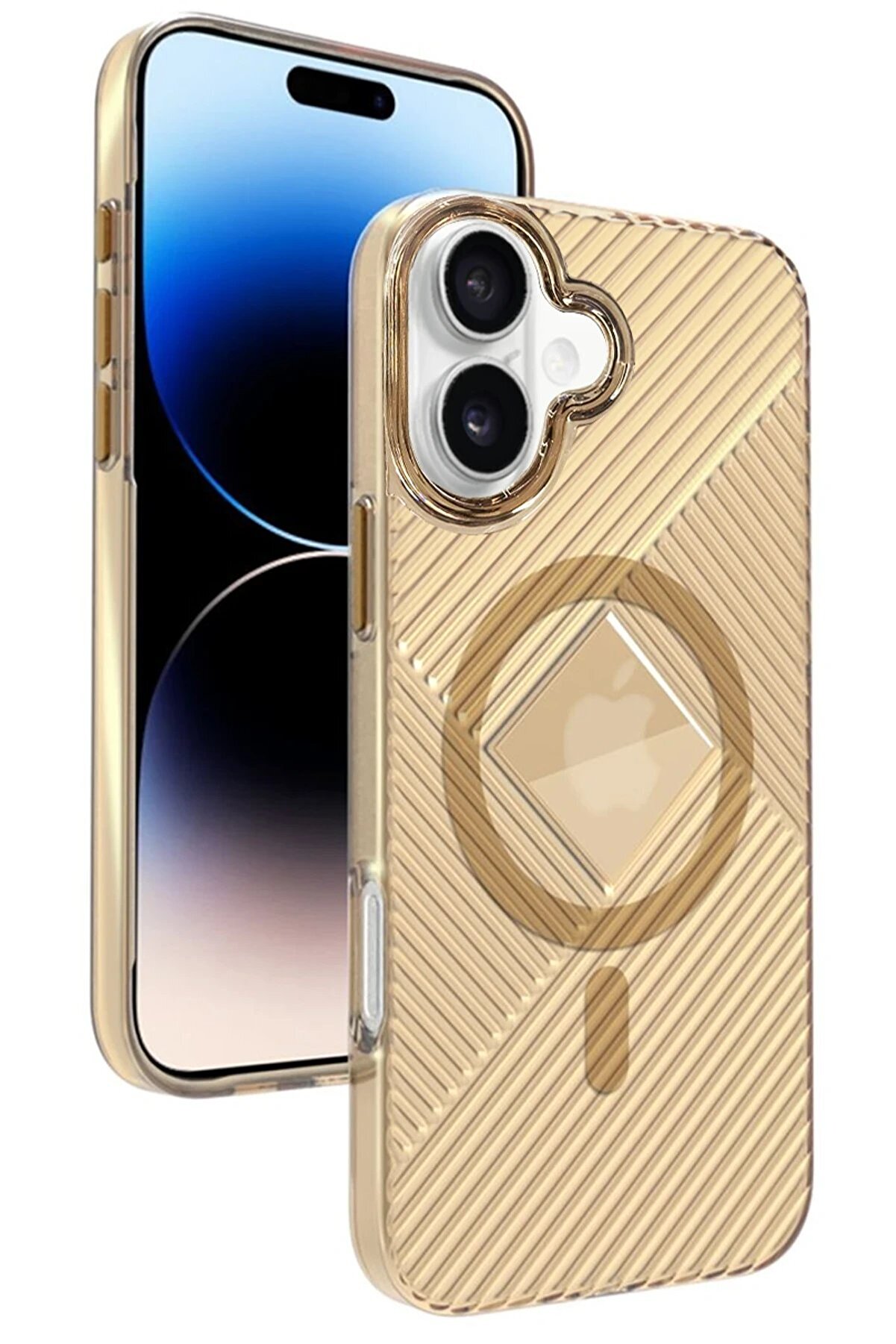 CepteToptan iPhone 16 Stella PC Sert Magsafe Kılıf - Gold - BRH027142-9971